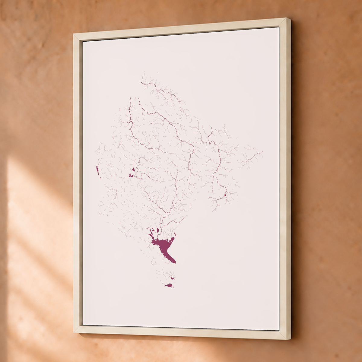Beautiful Rivers — Montenegro — Ameixa e rosé, Fine art emoldurado · 30 × 40 cm, Branco · Sem margem