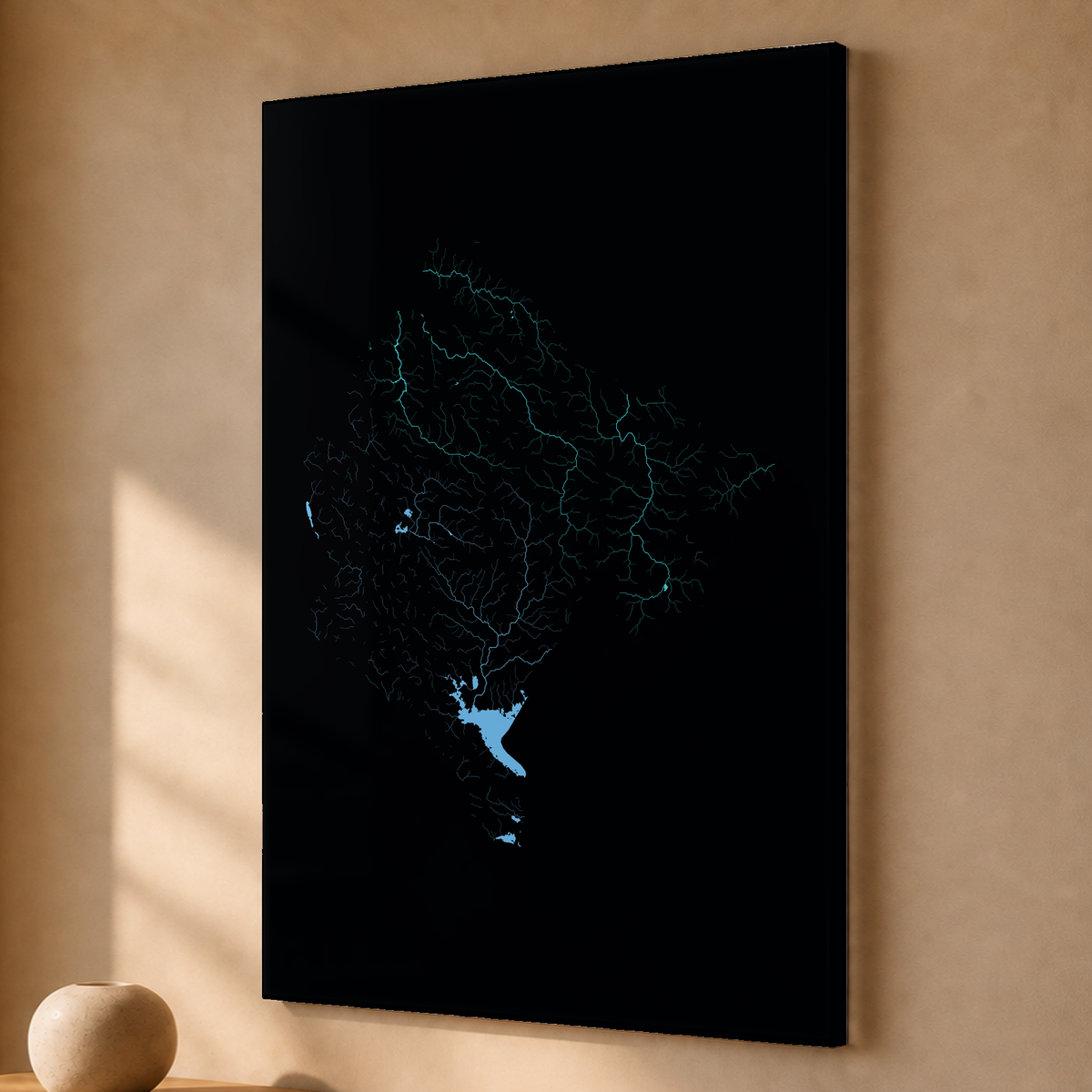 Beautiful Rivers — Montenegro — Neon hidrográfico, Acrílico · 40 × 60 cm, Sem margem