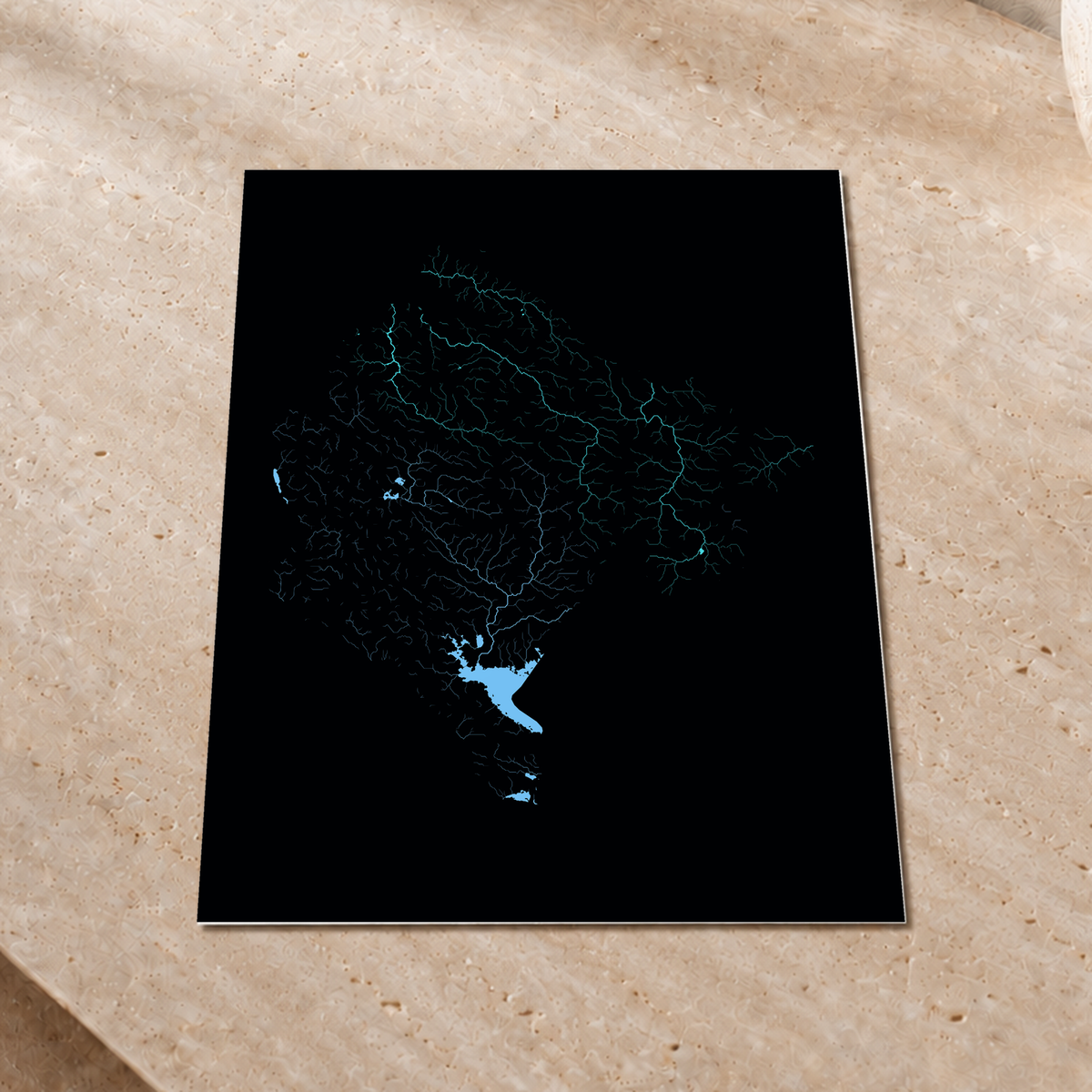 Beautiful Rivers — Montenegro — Neon hidrográfico, Impressão fine art · 30 × 40 cm, Sem margem