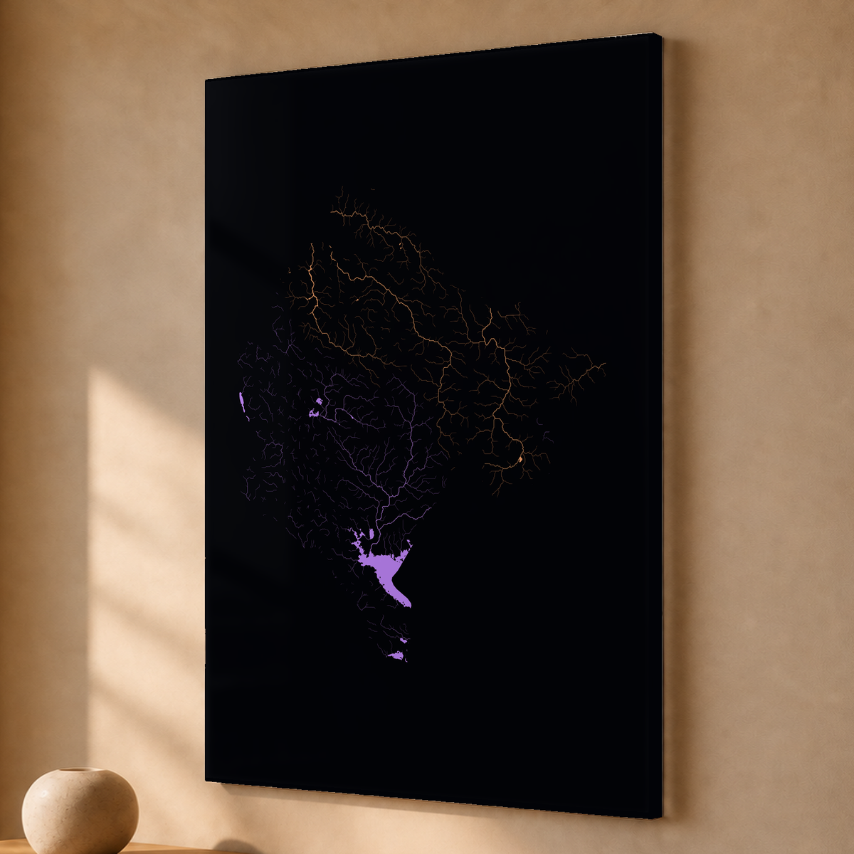 Beautiful Rivers — Montenegro — Neon por território, Acrílico · 40 × 60 cm, Sem margem