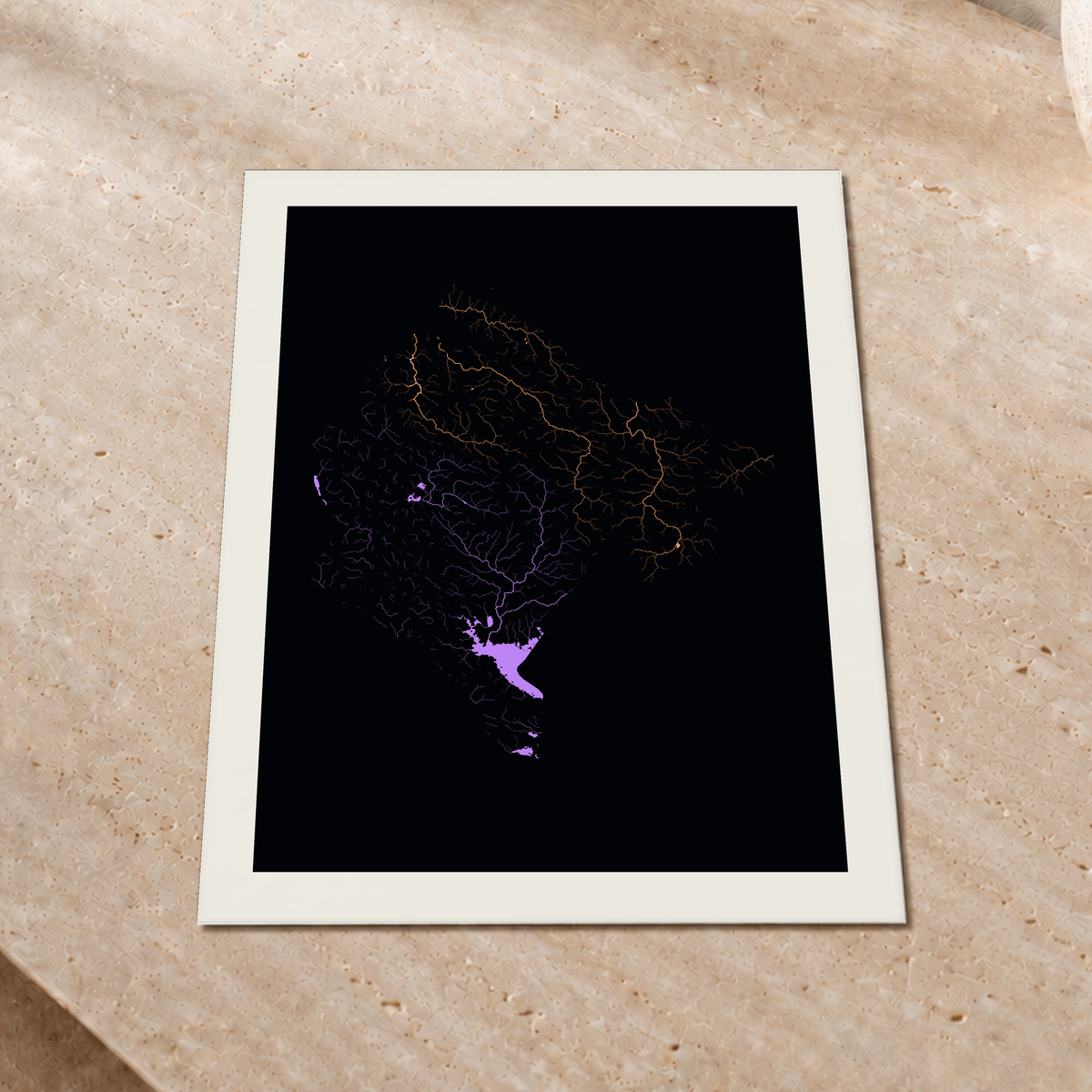 Beautiful Rivers — Montenegro — Neon por território, Impressão fine art · 30 × 40 cm, Margem branca