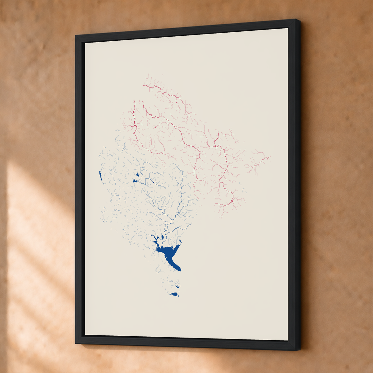 Beautiful Rivers — Montenegro — Risografia, Fine art emoldurado · 30 × 40 cm, Preto · Sem margem