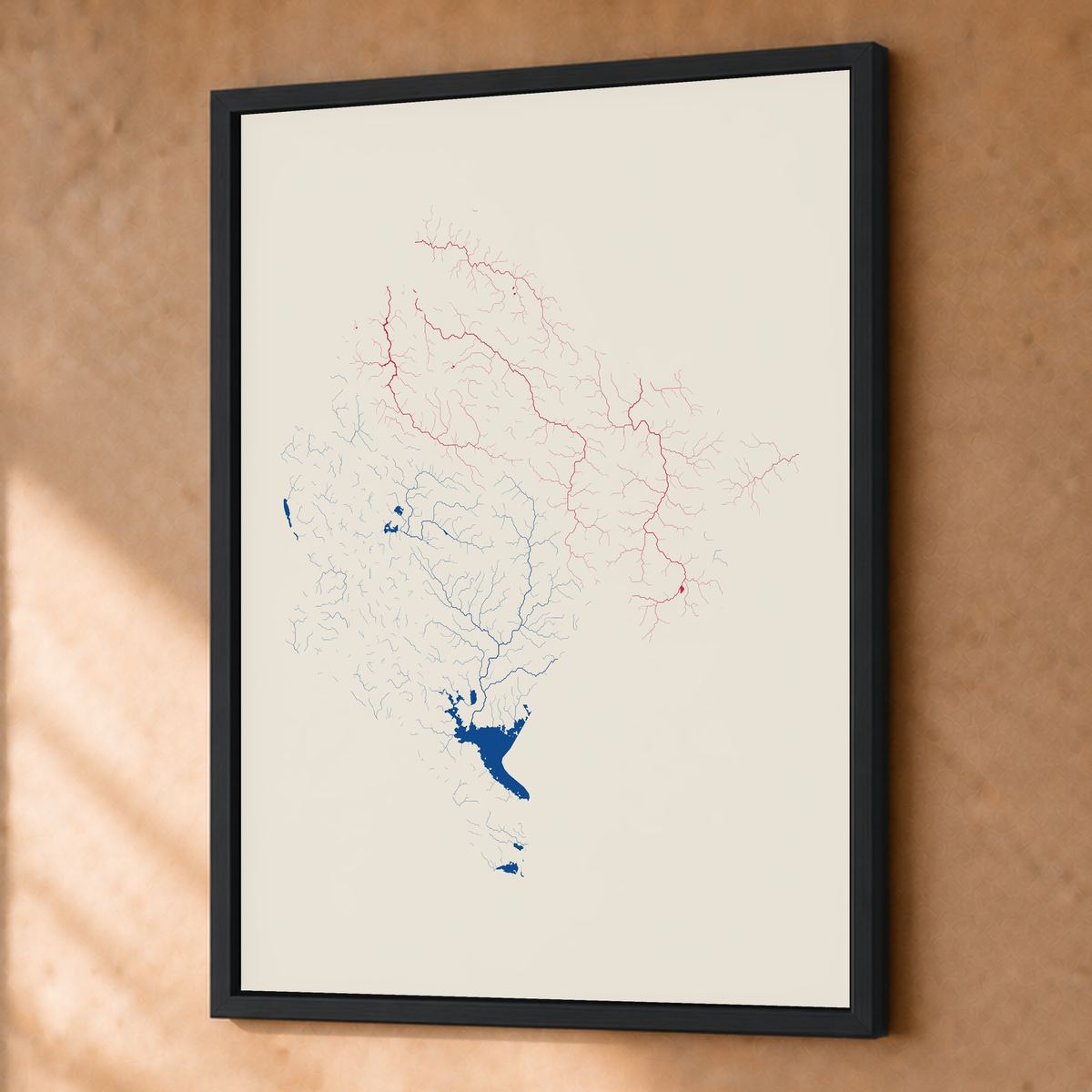 Beautiful Rivers — Montenegro — Risografia, Fine art emoldurado · 45 × 60 cm, Preto · Sem margem