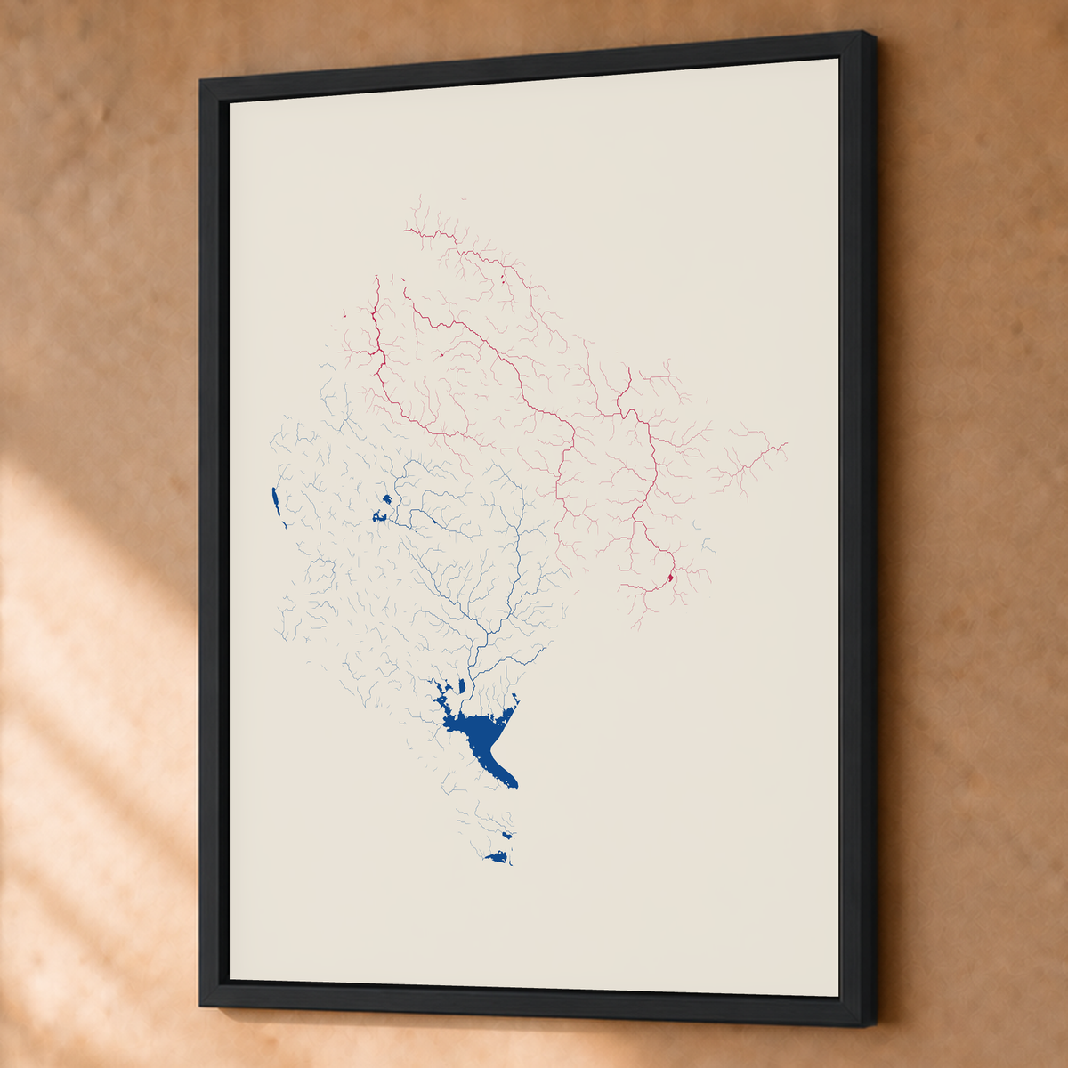 Beautiful Rivers — Montenegro — Risografia, Fine art emoldurado · 60 × 80 cm, Preto · Sem margem