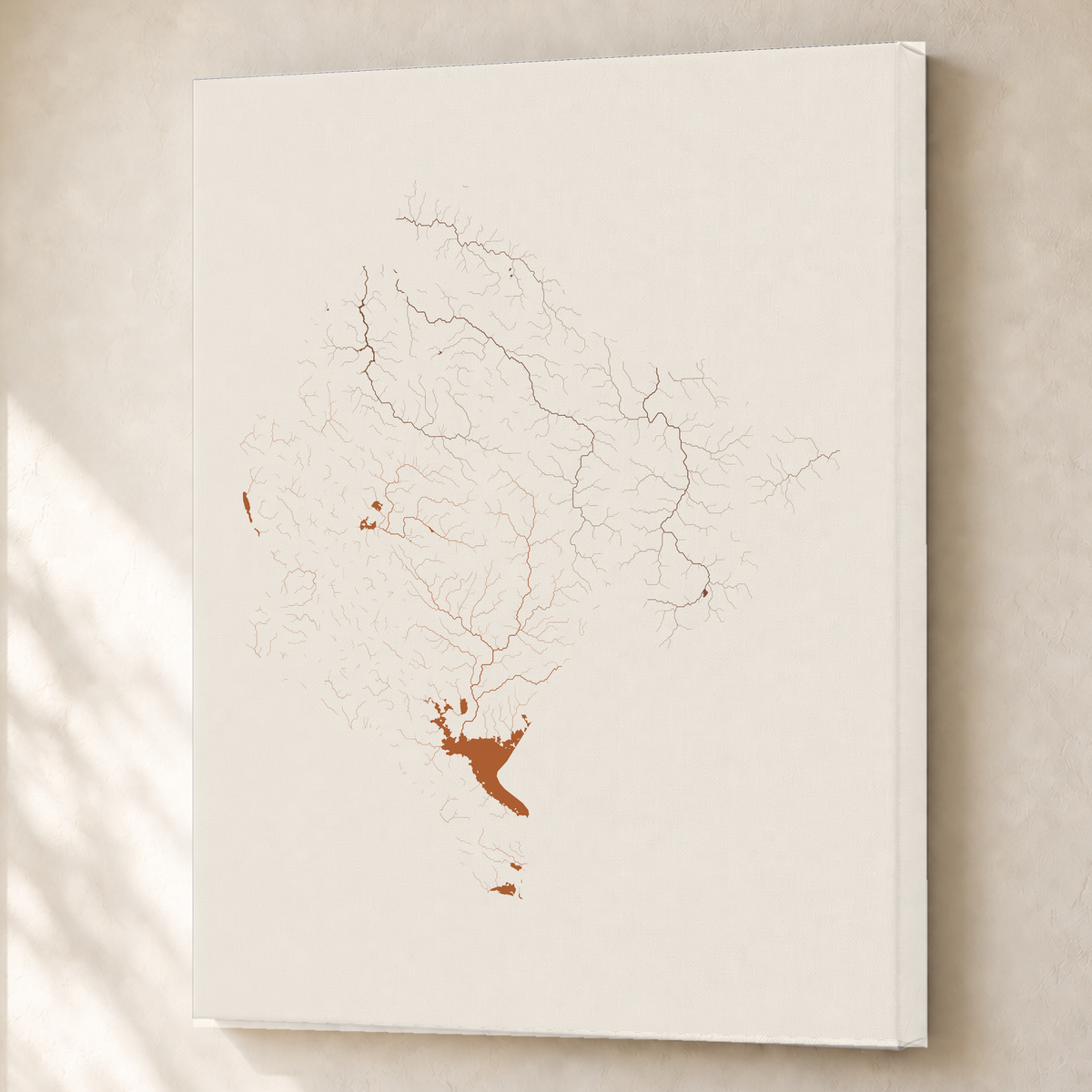 Beautiful Rivers — Montenegro — Terracota e areia, Canvas · 60 × 80 cm, Sem margem