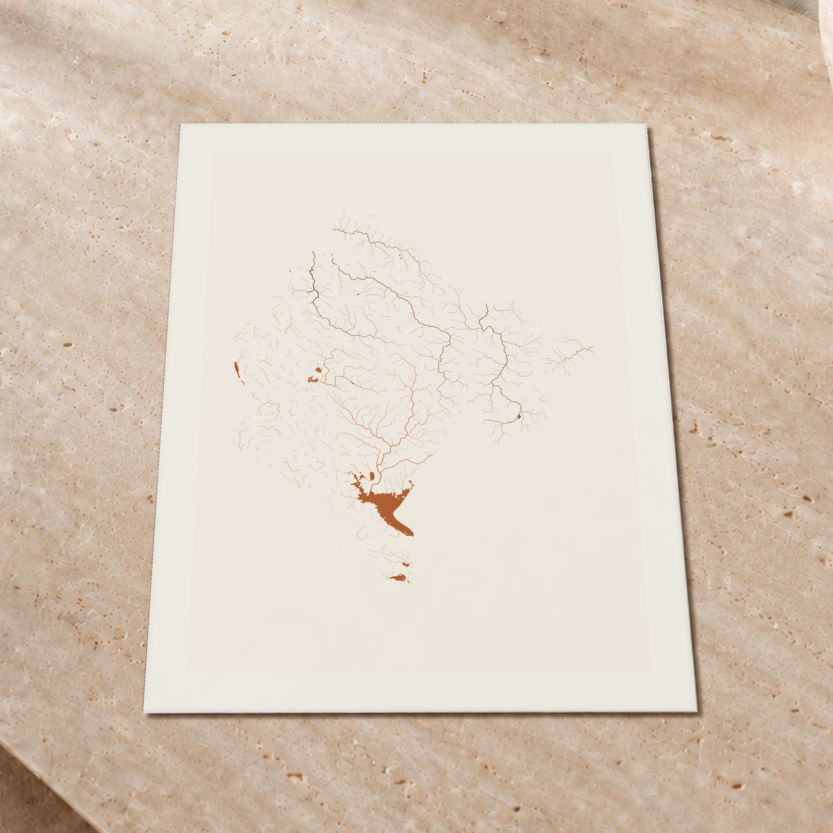 Beautiful Rivers — Montenegro — Terracota e areia, Impressão fine art · 45 × 60 cm, Margem branca