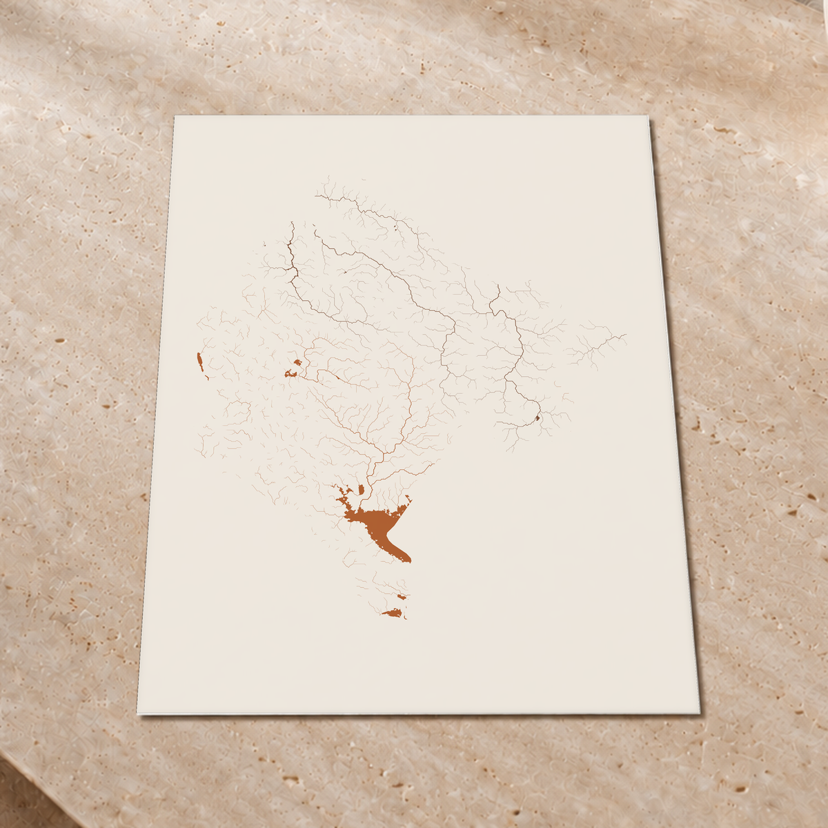 Beautiful Rivers — Montenegro — Terracota e areia, Impressão fine art · 60 × 80 cm, Sem margem