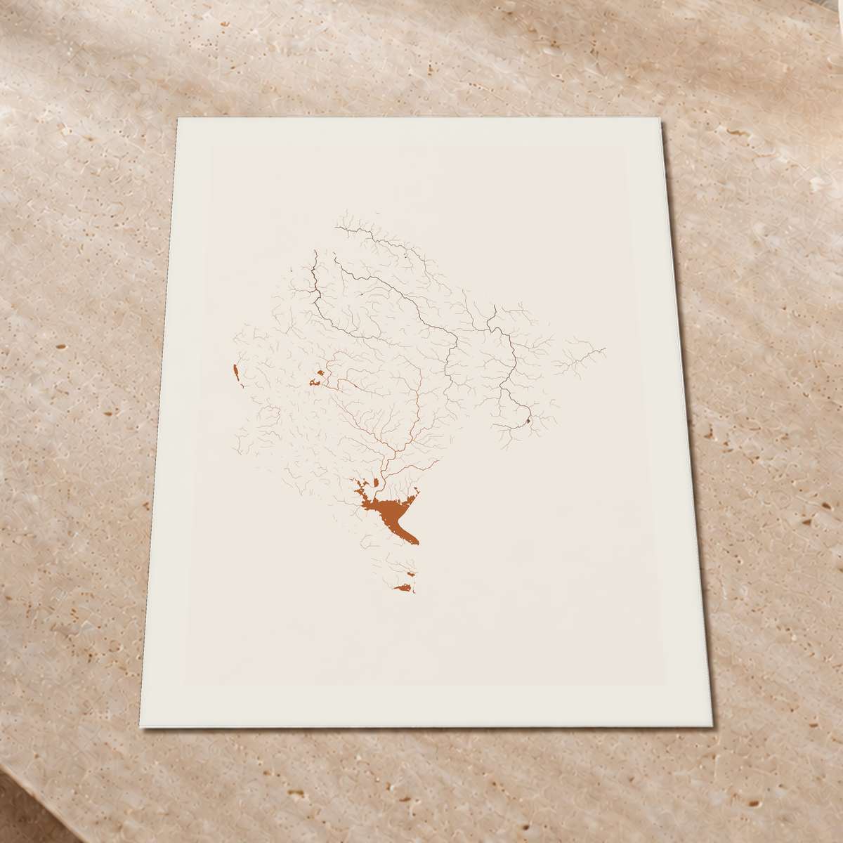 Beautiful Rivers — Montenegro — Terracota e areia, Impressão fine art · 60 × 80 cm, Margem branca