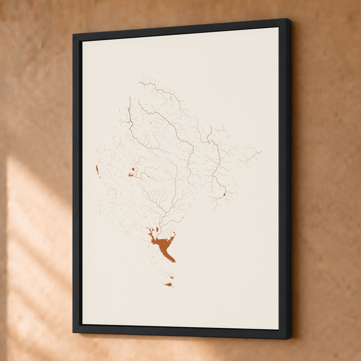 Beautiful Rivers — Montenegro — Terracota e areia, Fine art emoldurado · 30 × 40 cm, Preto · Sem margem