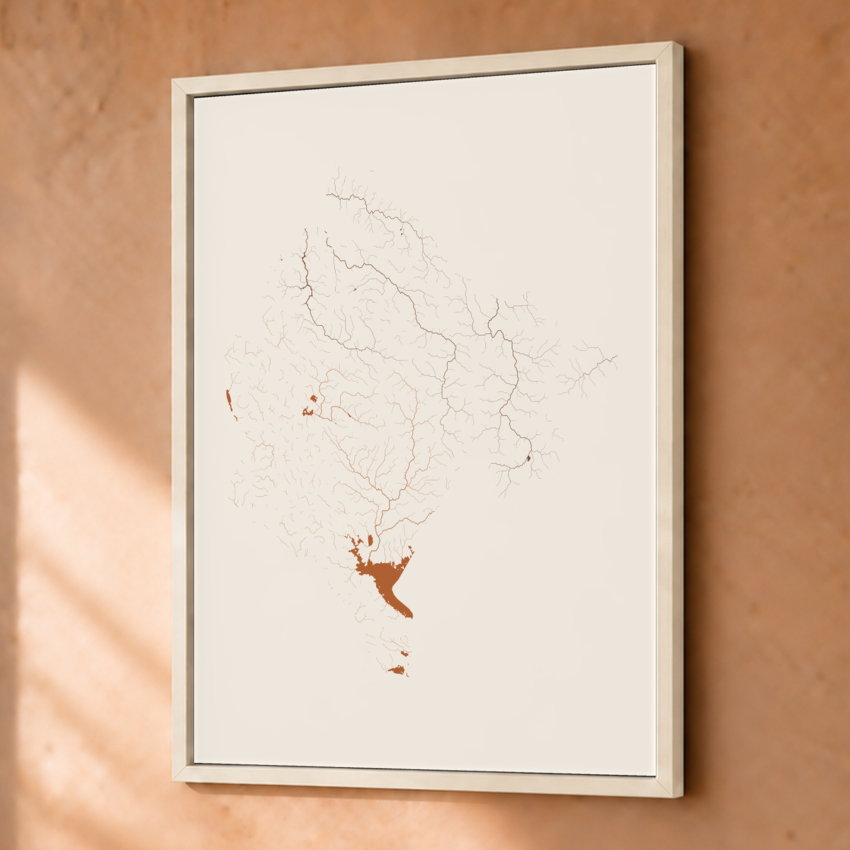 Beautiful Rivers — Montenegro — Terracota e areia, Fine art emoldurado · 30 × 40 cm, Branco · Sem margem
