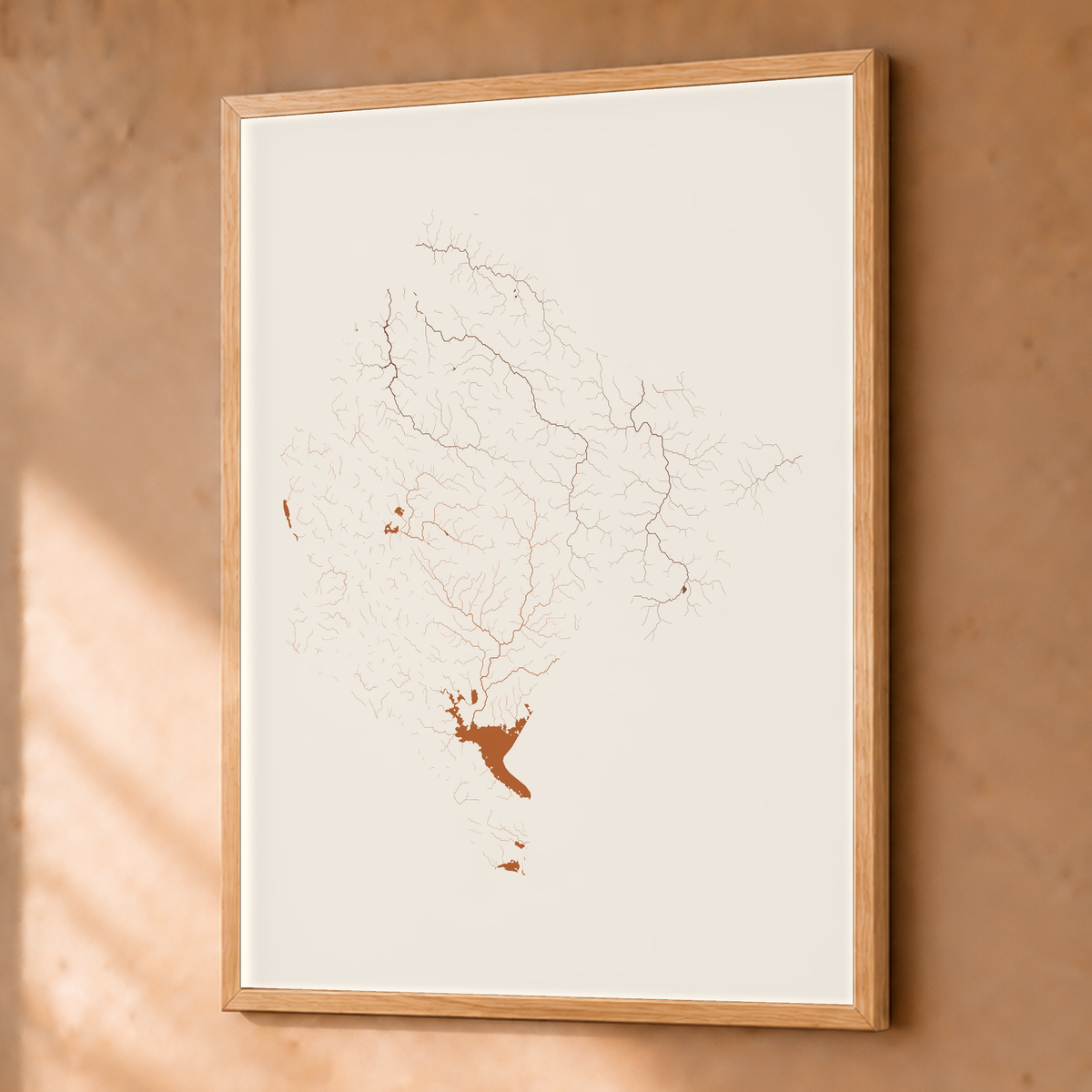 Beautiful Rivers — Montenegro — Terracota e areia, Fine art emoldurado · 45 × 60 cm, Natural · Sem margem