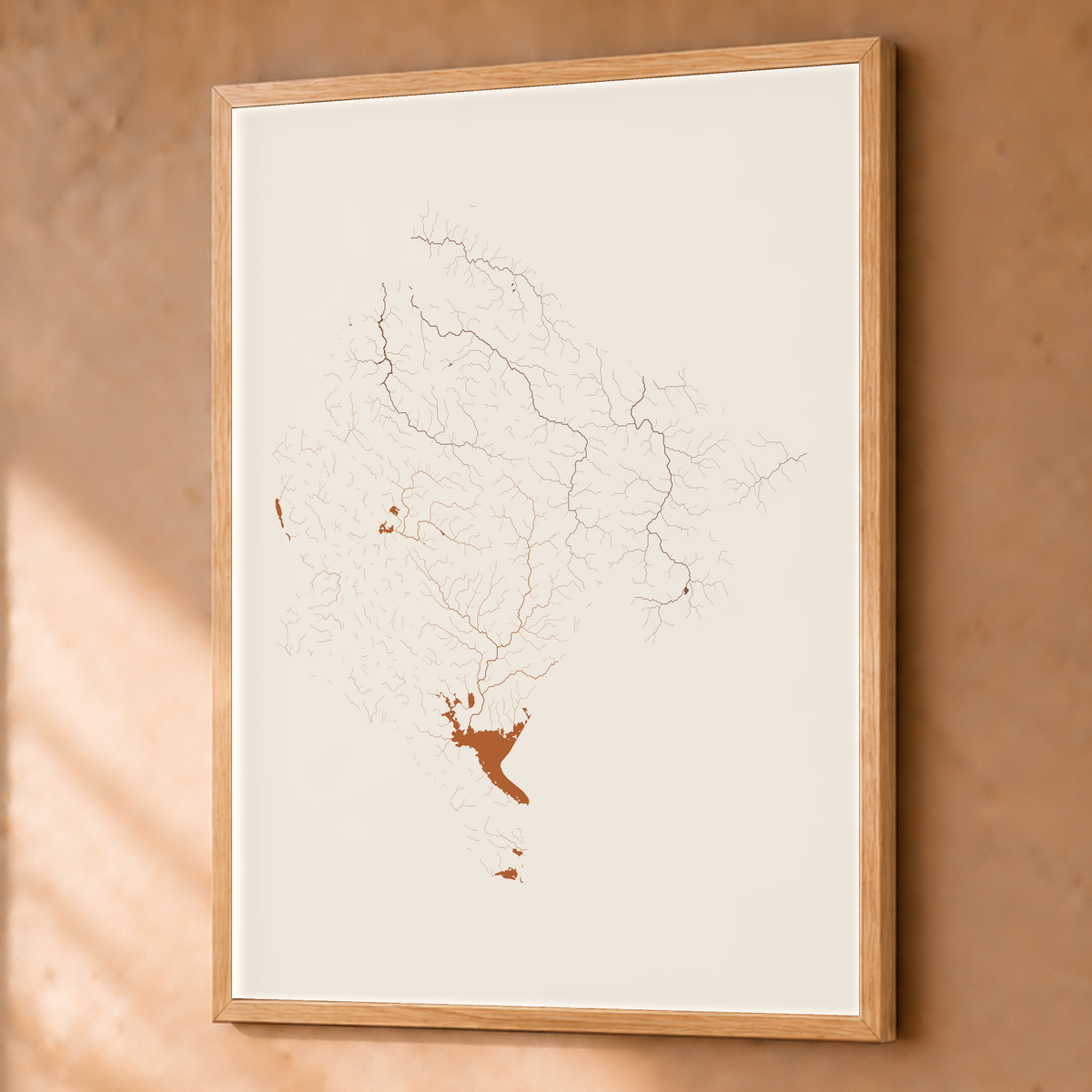 Beautiful Rivers — Montenegro — Terracota e areia, Fine art emoldurado · 60 × 80 cm, Natural · Sem margem