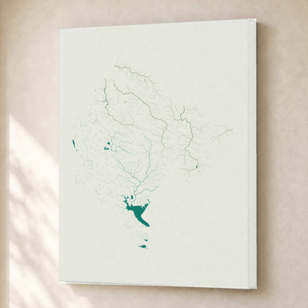 Beautiful Rivers — Montenegro — Verde jade e porcelana, Canvas · 30 × 40 cm, Sem margem