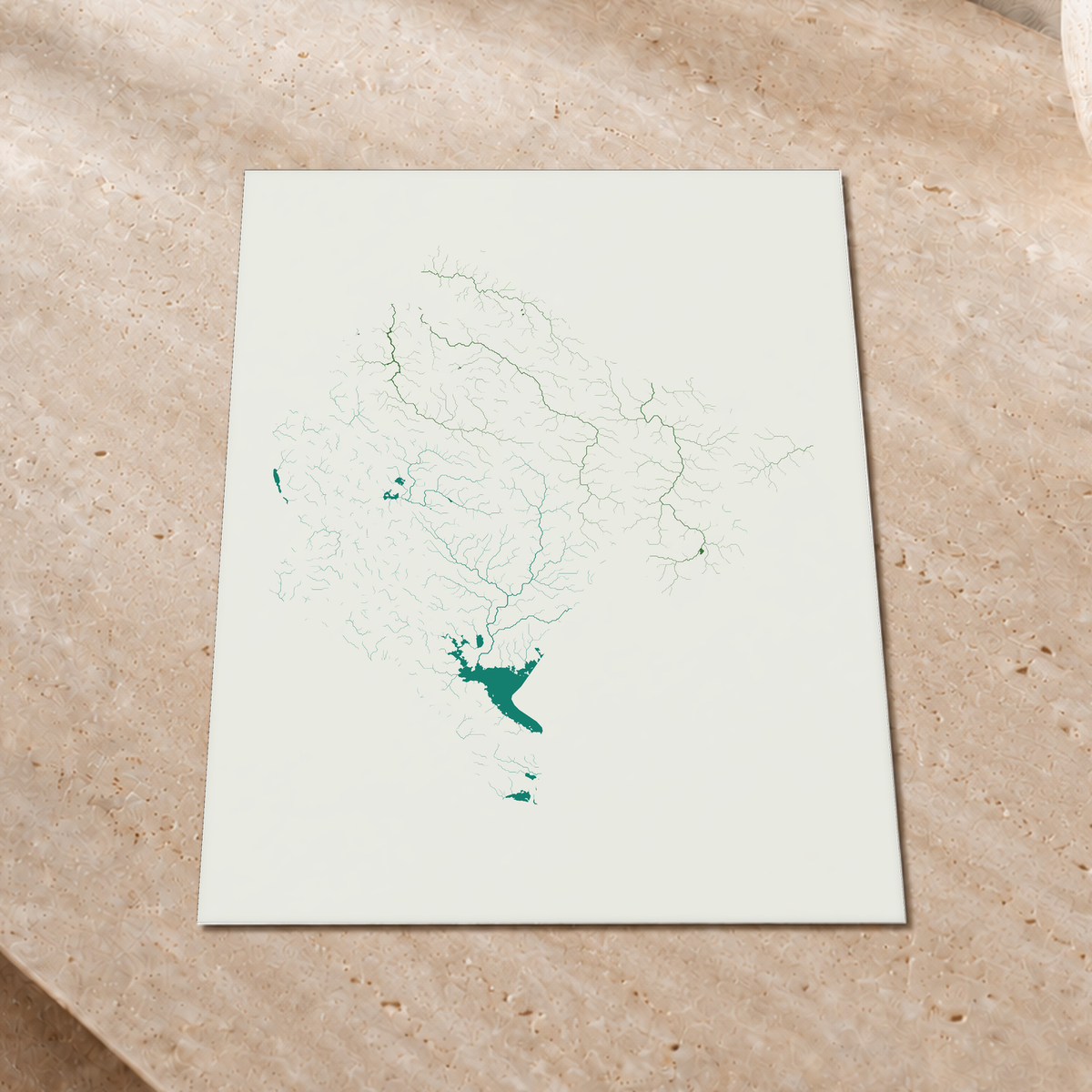 Beautiful Rivers — Montenegro — Verde jade e porcelana, Impressão fine art · 30 × 40 cm, Sem margem