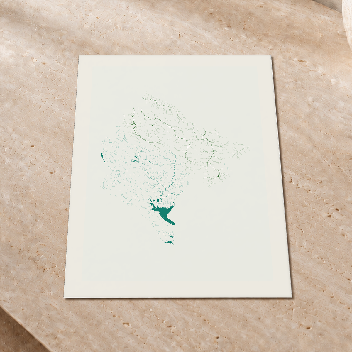 Beautiful Rivers — Montenegro — Verde jade e porcelana, Impressão fine art · 30 × 40 cm, Margem branca