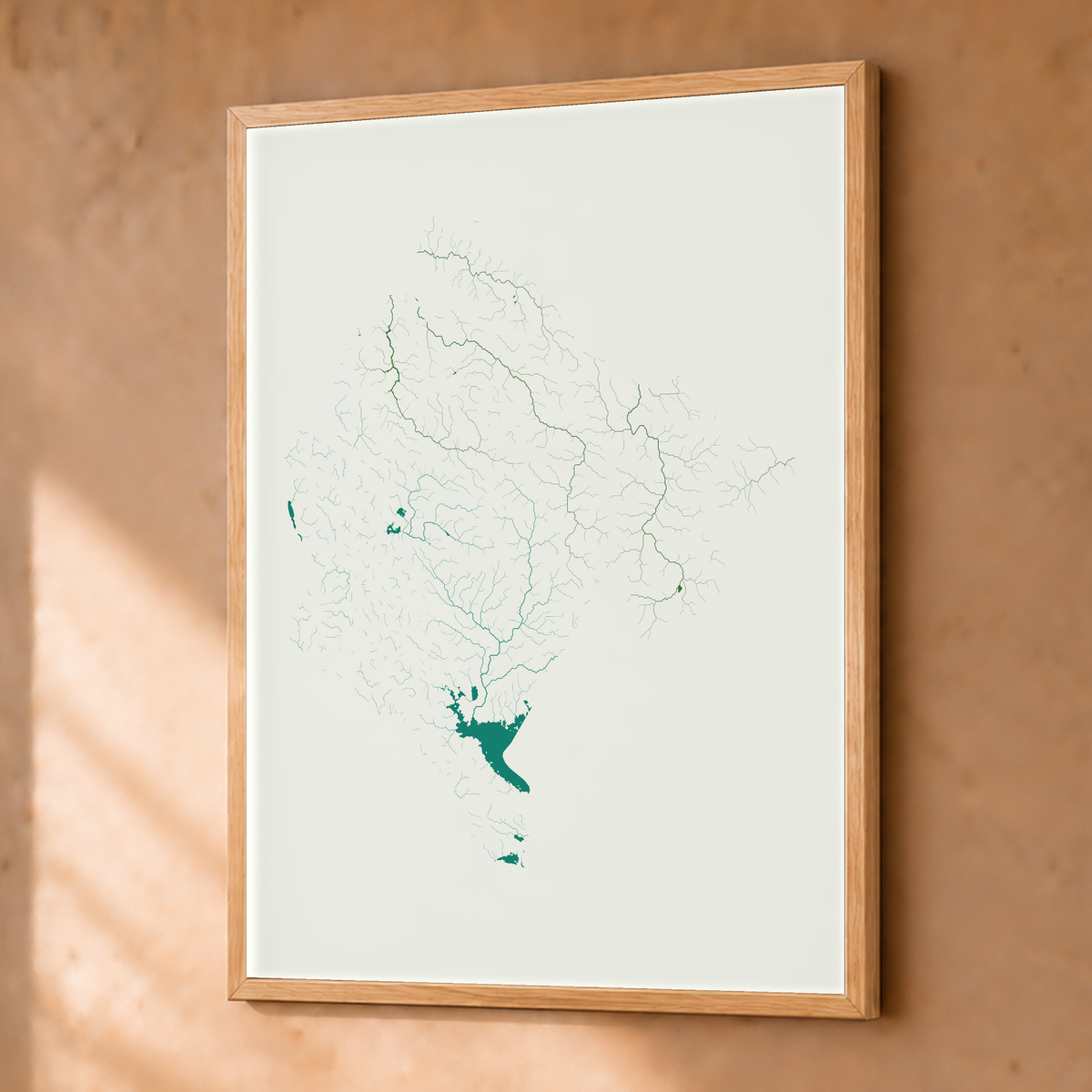 Beautiful Rivers — Montenegro — Verde jade e porcelana, Fine art emoldurado · 30 × 40 cm, Natural · Sem margem