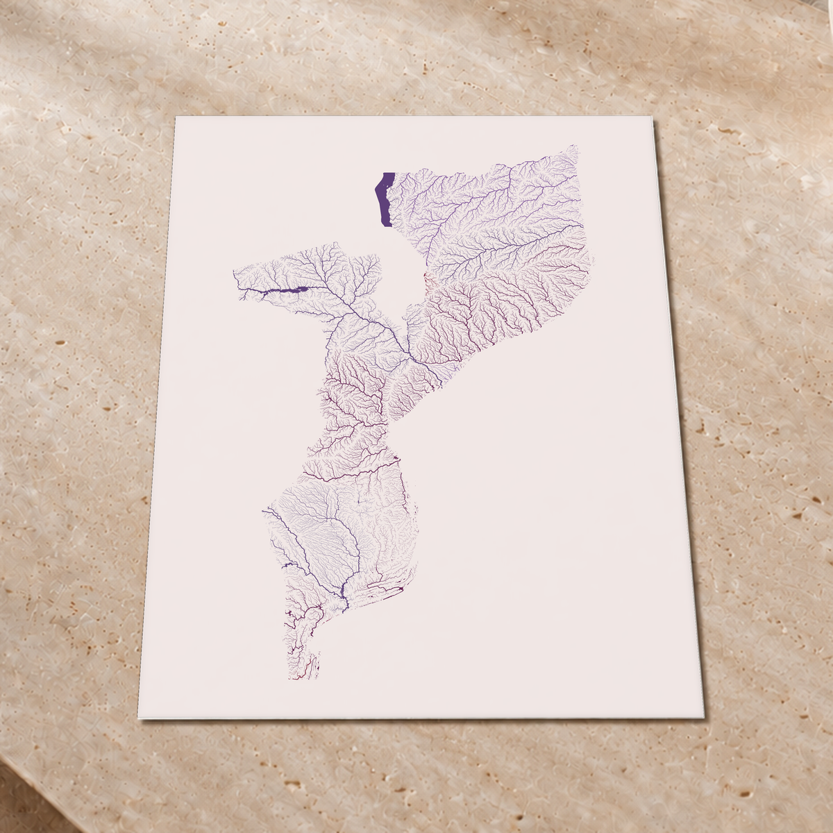 Quadro dos rios de Moçambique — Ameixa e rosé, Sem margem — Fine art print — 3x4