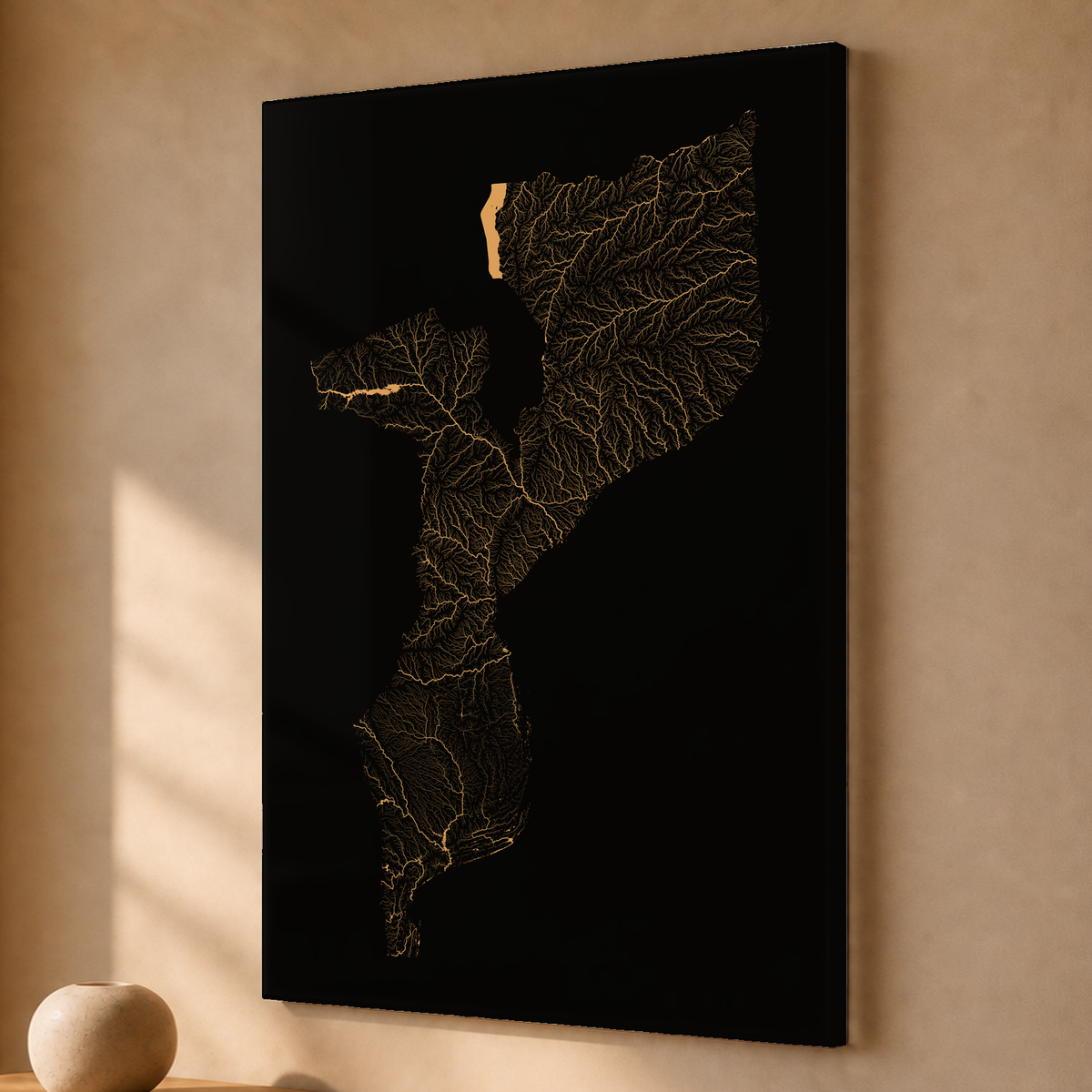Quadro dos rios de Moçambique — Cobre, Sem margem — Acrílico — 2x3