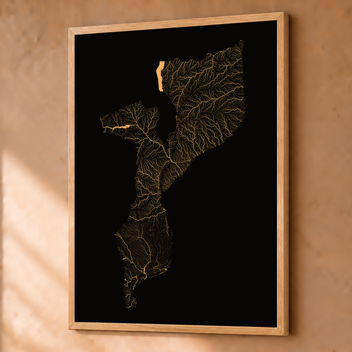 Quadro dos rios de Moçambique — Cobre, Natural · Sem margem — Fine art emoldurado — 3x4