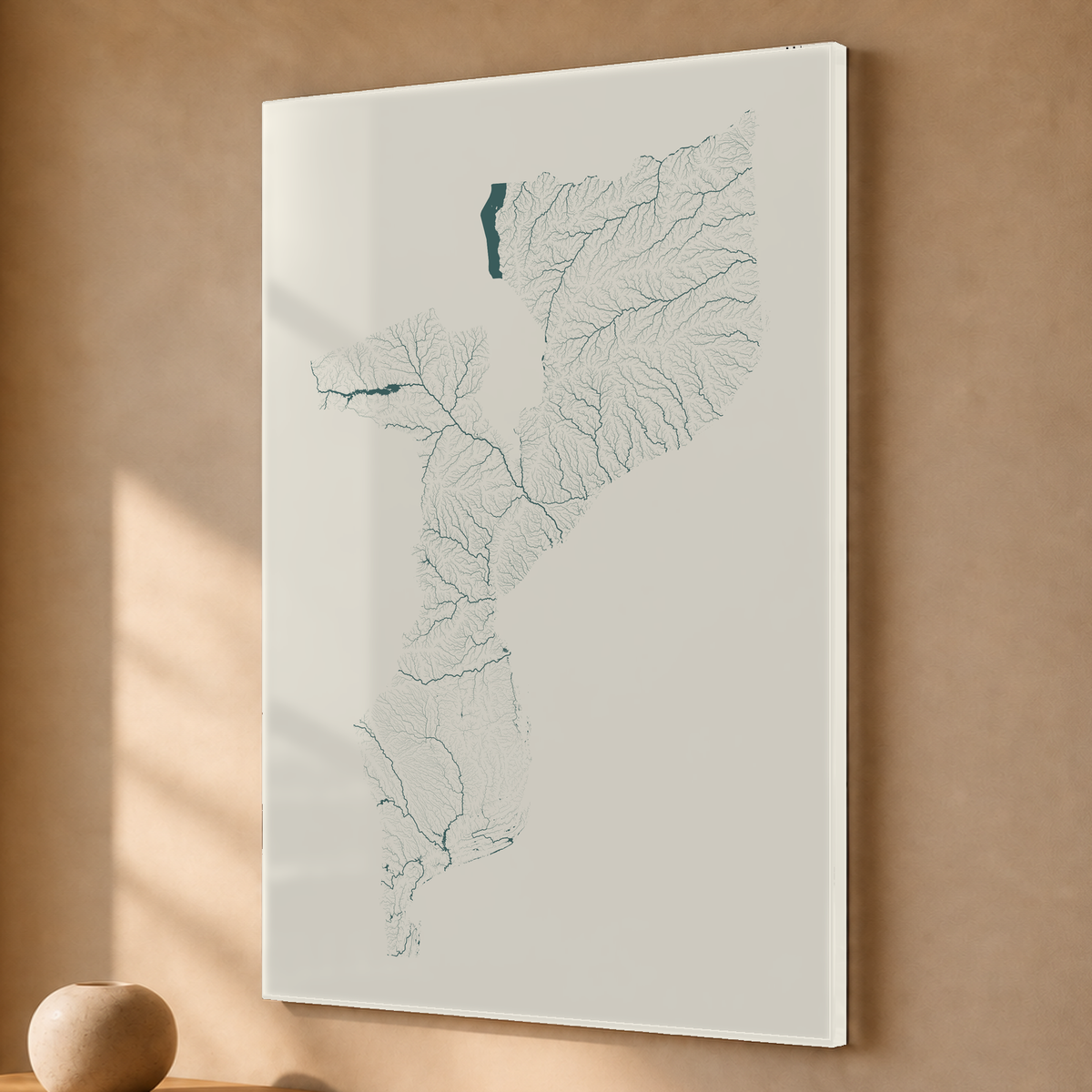 Quadro dos rios de Moçambique — Natural e luminosa, Sem margem — Acrílico — 2x3