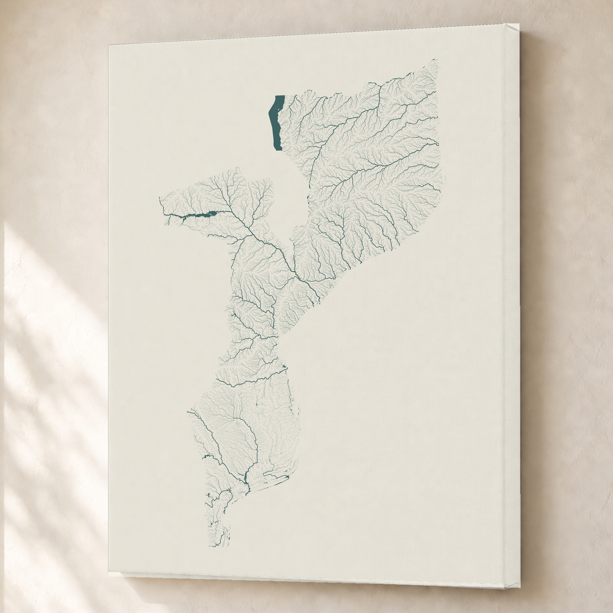 Quadro dos rios de Moçambique — Natural e luminosa, Sem margem — Canvas — 3x4