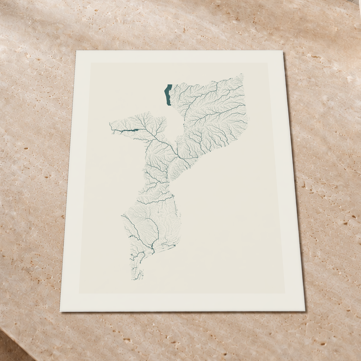 Quadro dos rios de Moçambique — Natural e luminosa, Margem branca — Fine art print — 3x4