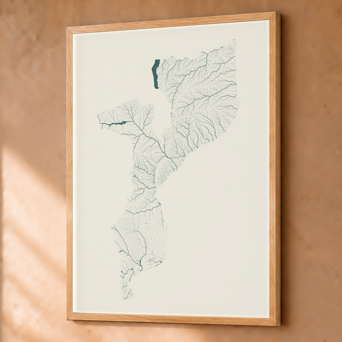 Quadro dos rios de Moçambique — Natural e luminosa, Natural · Sem margem — Fine art emoldurado — 3x4