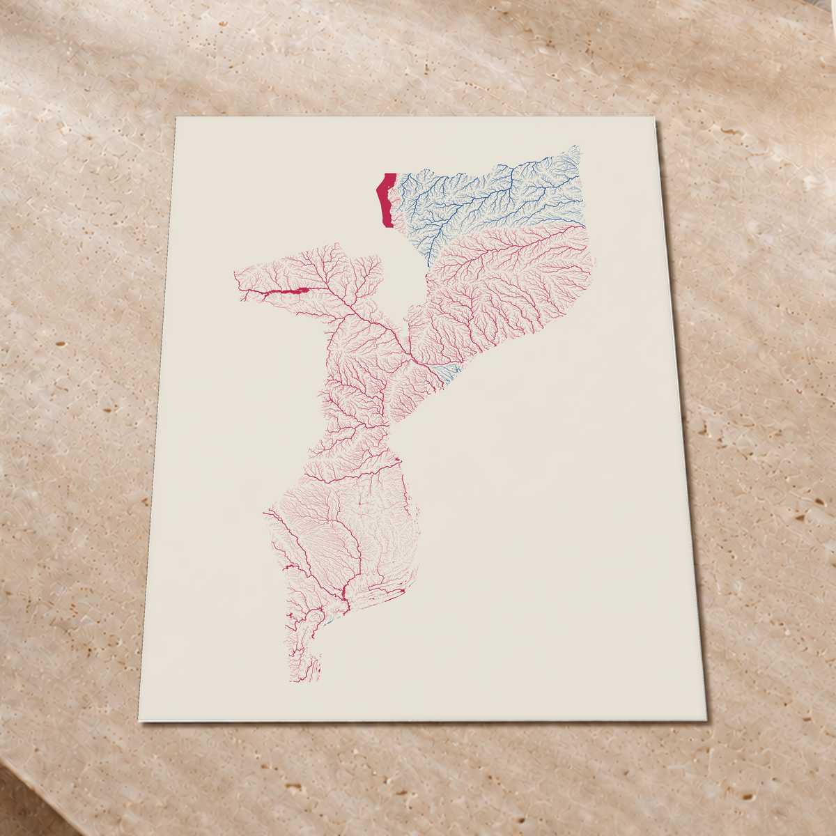 Quadro dos rios de Moçambique — Risografia, Sem margem — Fine art print — 3x4