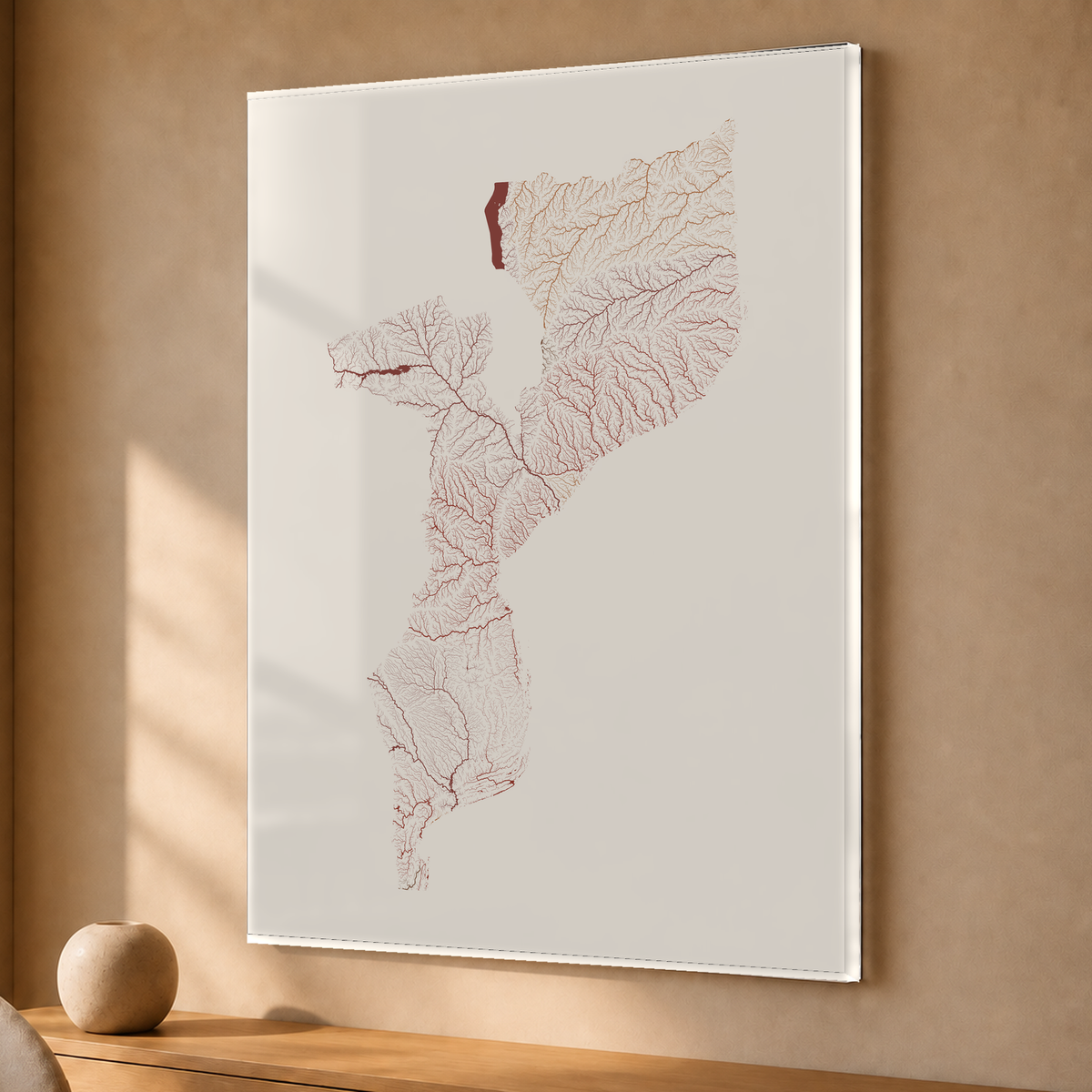 Quadro dos rios de Moçambique — Terracota e areia, Sem margem — Acrílico — 3x4