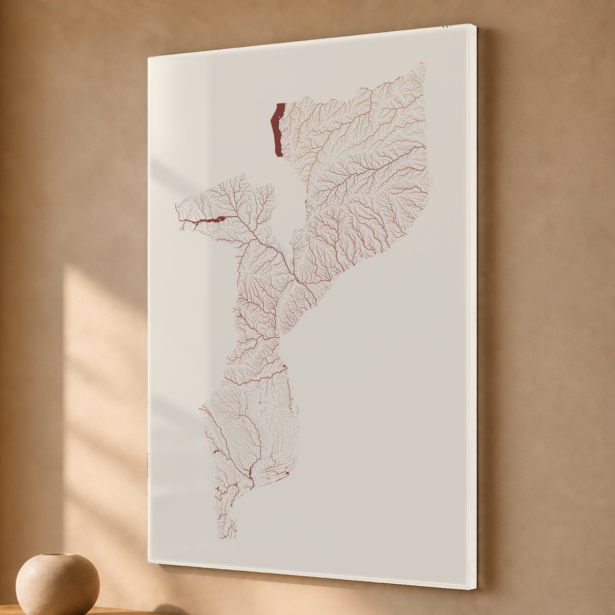 Quadro dos rios de Moçambique — Terracota e areia, Sem margem — Acrílico — 2x3