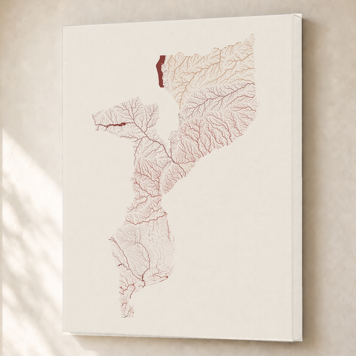 Quadro dos rios de Moçambique — Terracota e areia, Sem margem — Canvas — 3x4