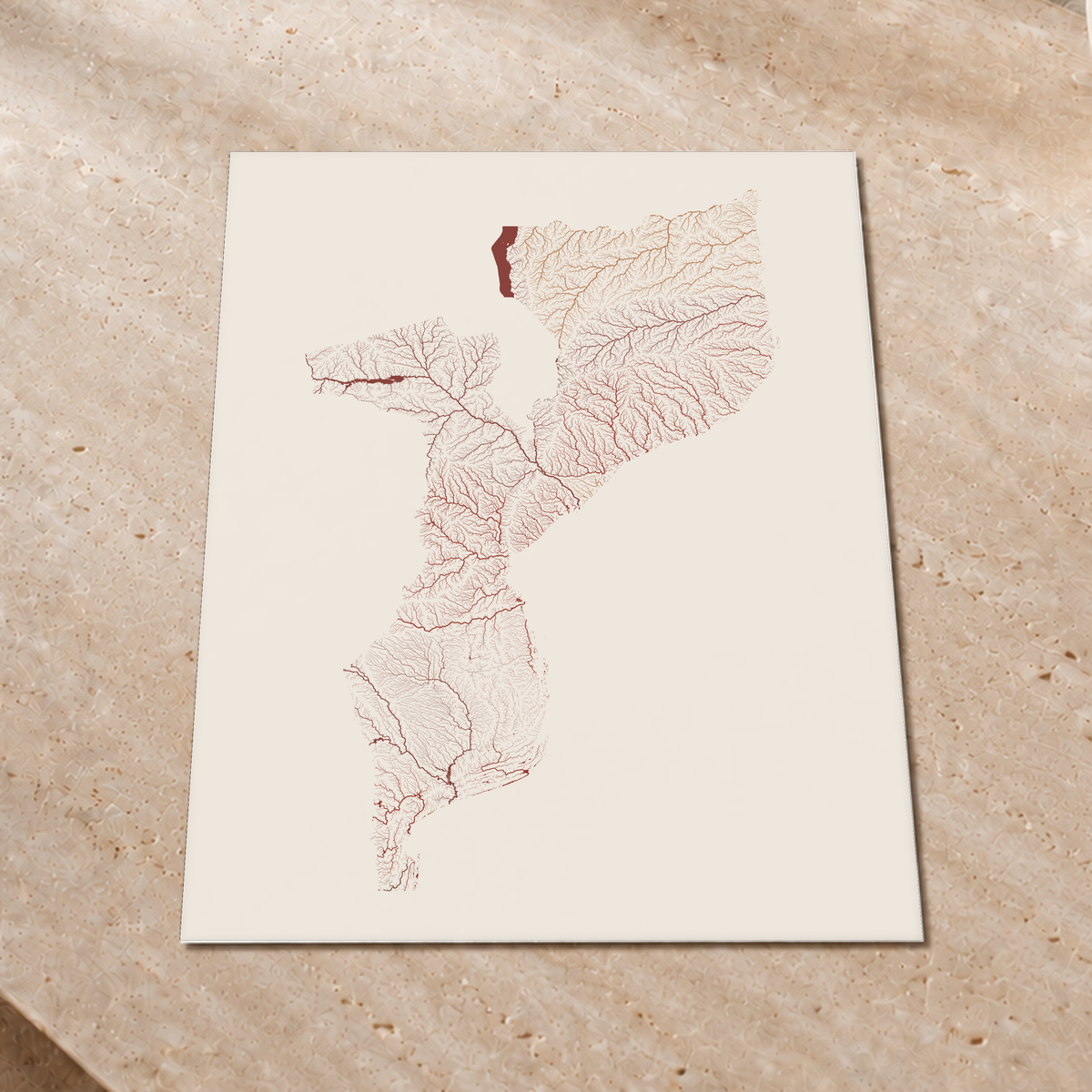 Quadro dos rios de Moçambique — Terracota e areia, Sem margem — Fine art print — 3x4