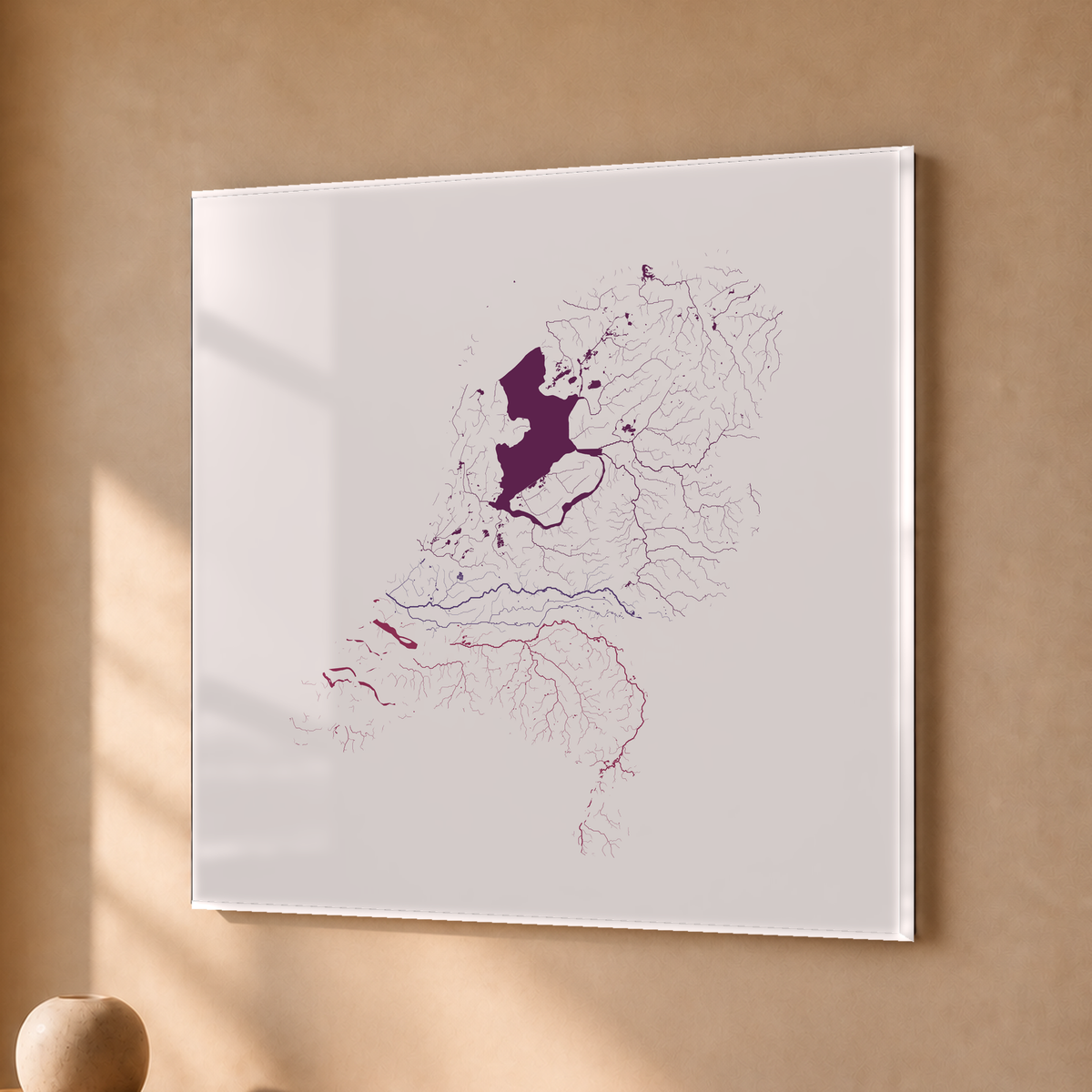 Beautiful Rivers — Países Baixos — Ameixa e rosé, Acrílico · 30 × 30 cm, Sem margem