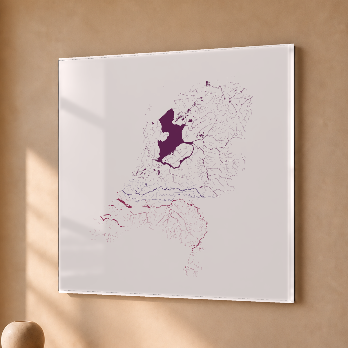 Beautiful Rivers — Países Baixos — Ameixa e rosé, Acrílico · 50 × 50 cm, Sem margem