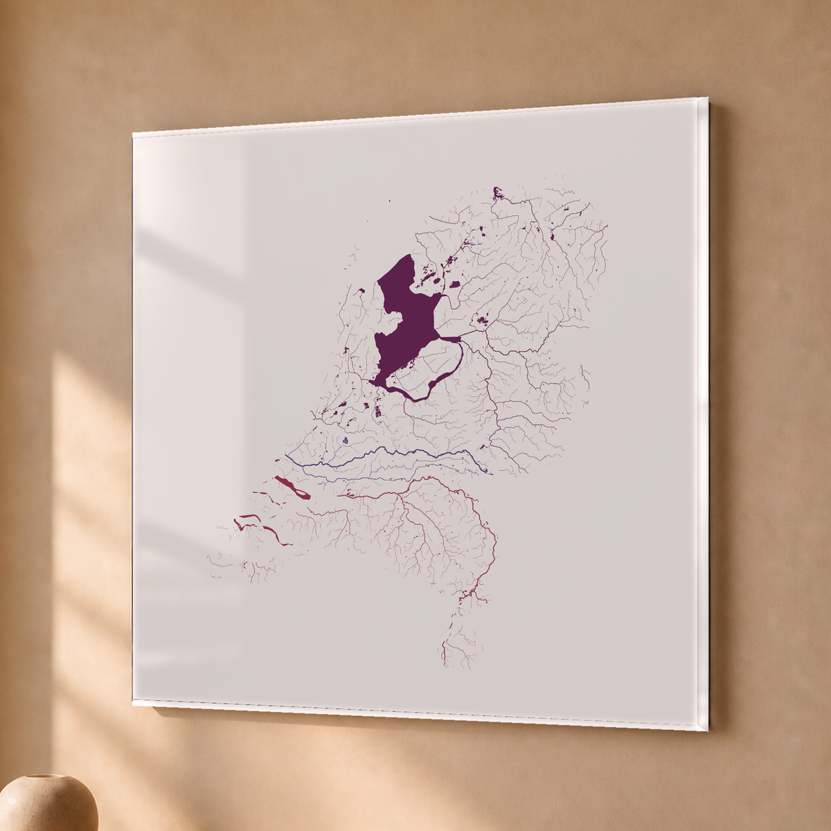 Beautiful Rivers — Países Baixos — Ameixa e rosé, Acrílico · 76 × 76 cm, Sem margem