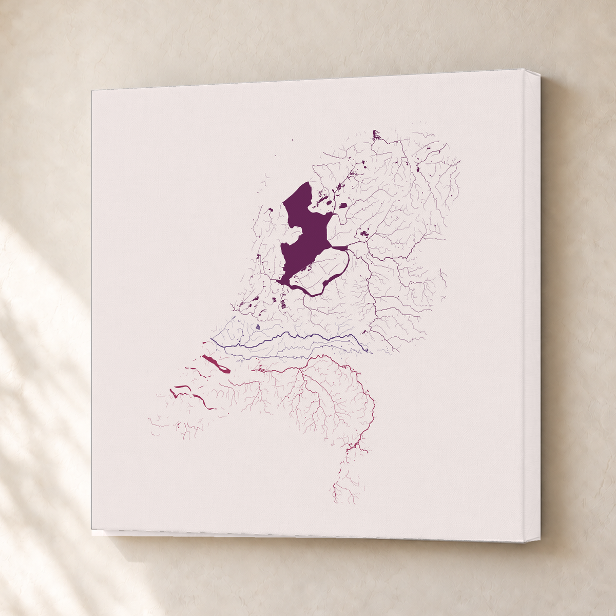 Beautiful Rivers — Países Baixos — Ameixa e rosé, Canvas · 30 × 30 cm, Sem margem