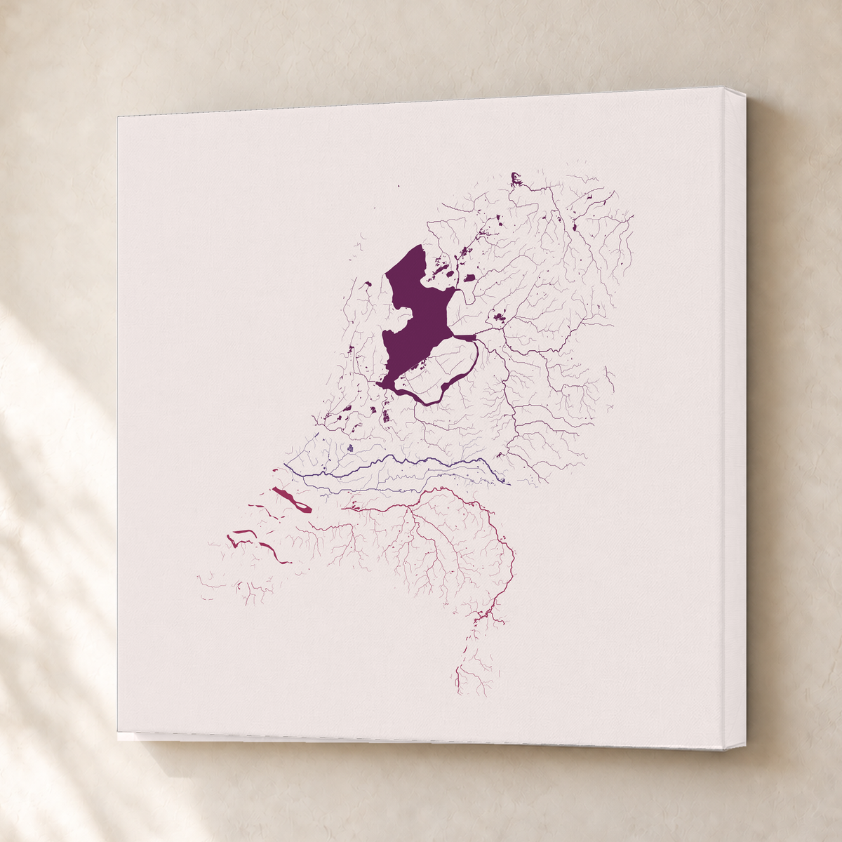 Beautiful Rivers — Países Baixos — Ameixa e rosé, Canvas · 50 × 50 cm, Sem margem