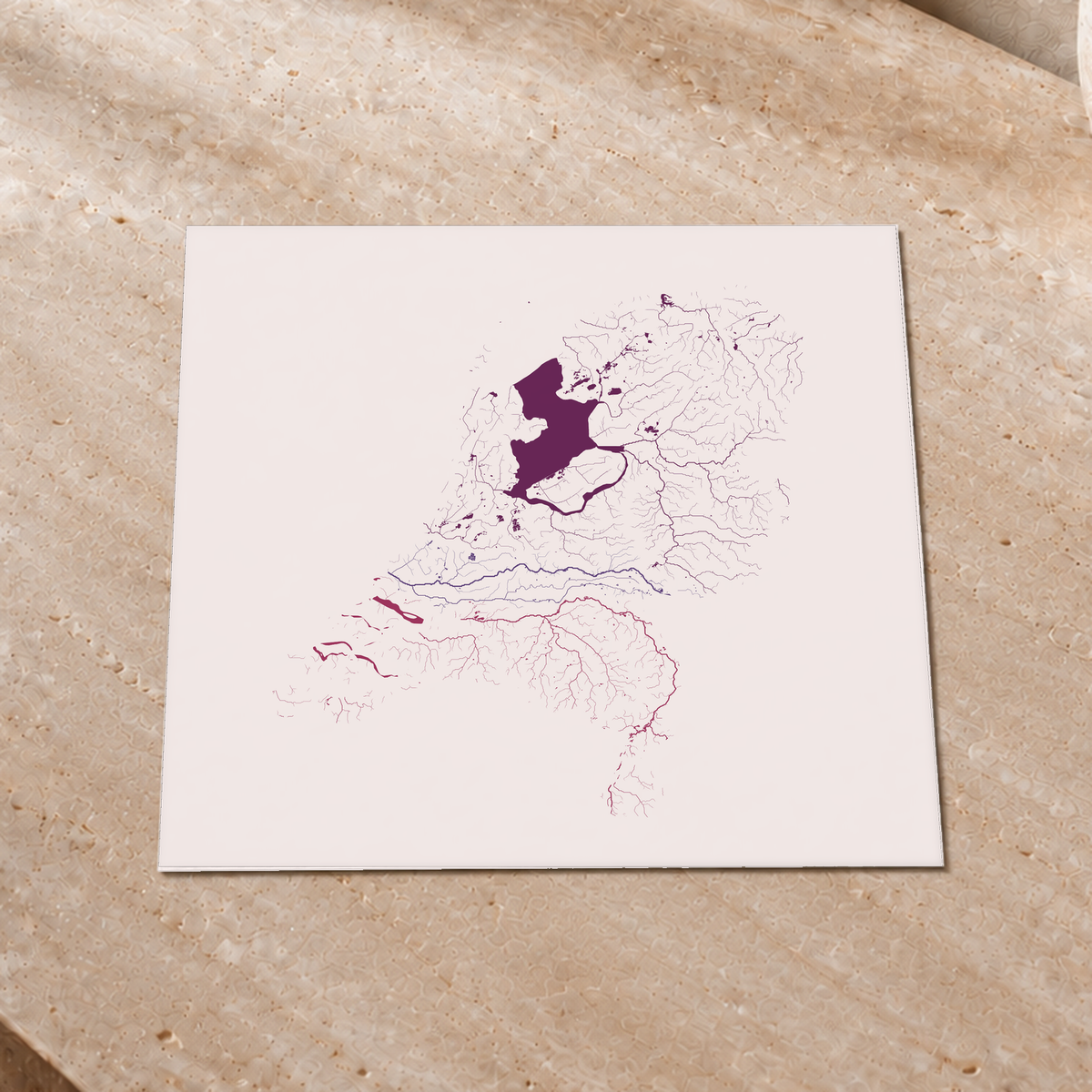 Beautiful Rivers — Países Baixos — Ameixa e rosé, Impressão fine art · 30 × 30 cm, Sem margem