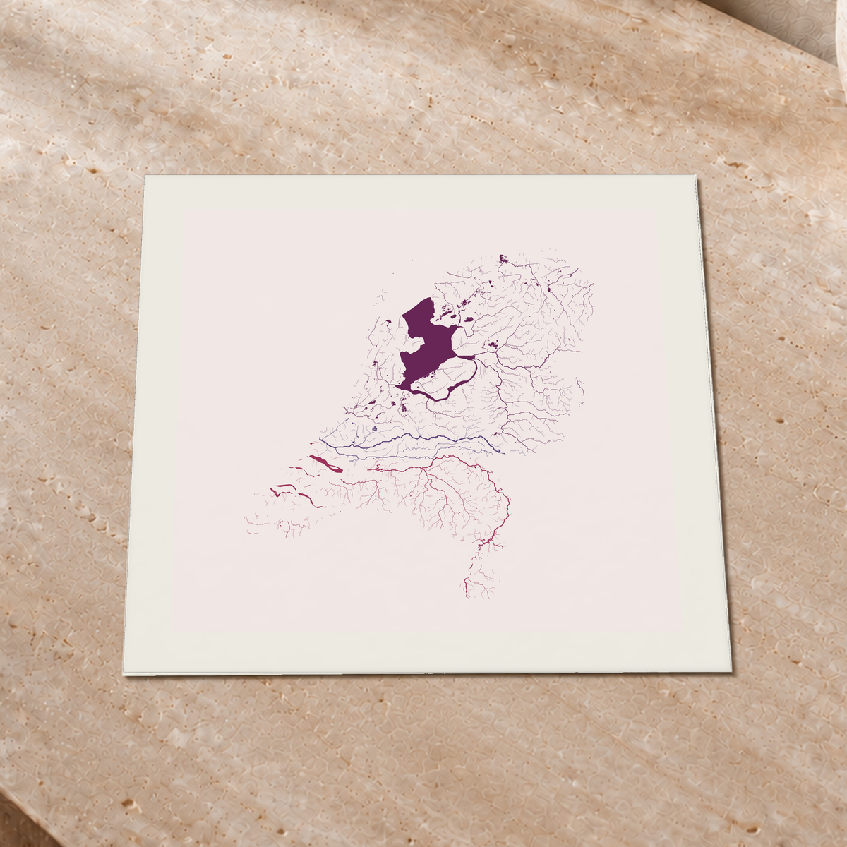 Beautiful Rivers — Países Baixos — Ameixa e rosé, Impressão fine art · 30 × 30 cm, Margem branca