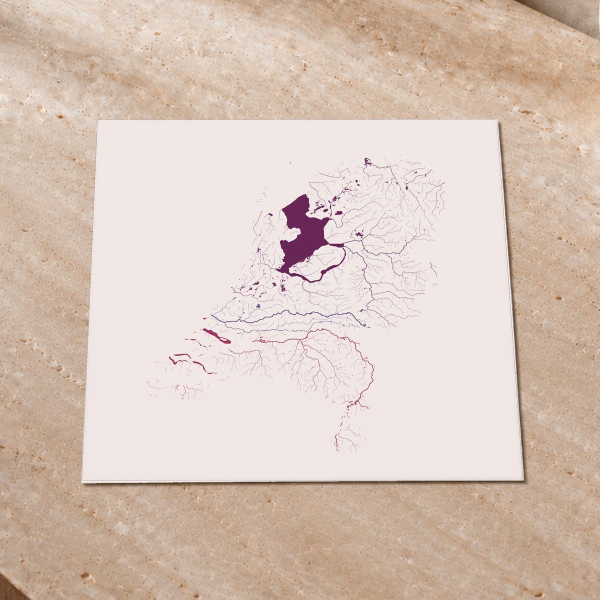 Beautiful Rivers — Países Baixos — Ameixa e rosé, Impressão fine art · 50 × 50 cm, Sem margem