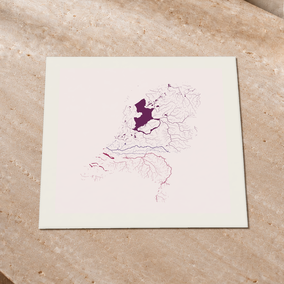 Beautiful Rivers — Países Baixos — Ameixa e rosé, Impressão fine art · 50 × 50 cm, Margem branca