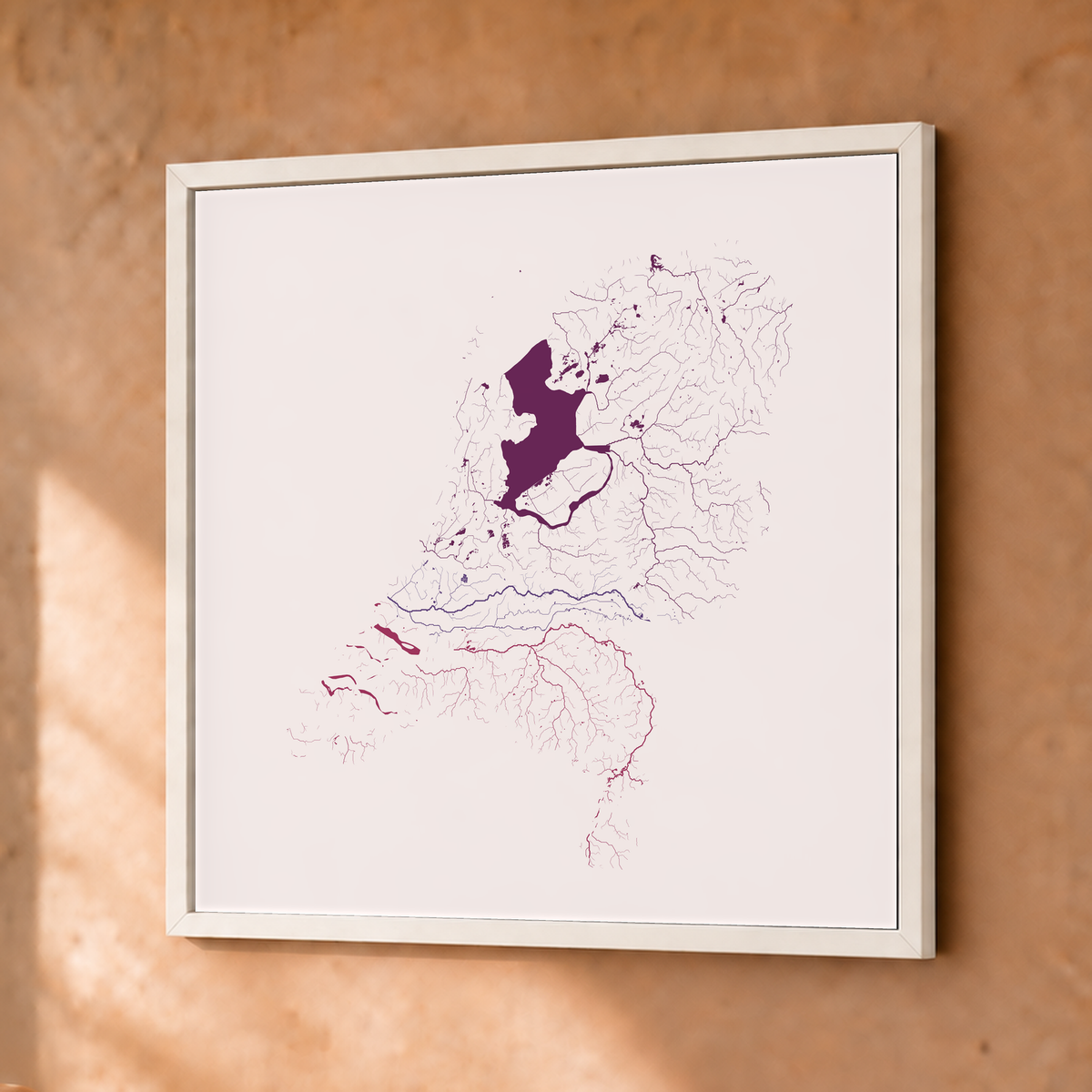 Beautiful Rivers — Países Baixos — Ameixa e rosé, Fine art emoldurado · 30 × 30 cm, Branco · Sem margem