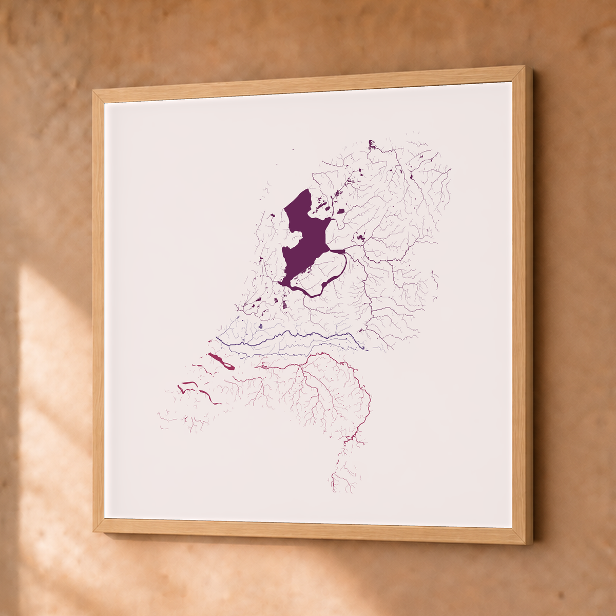 Beautiful Rivers — Países Baixos — Ameixa e rosé, Fine art emoldurado · 50 × 50 cm, Natural · Sem margem