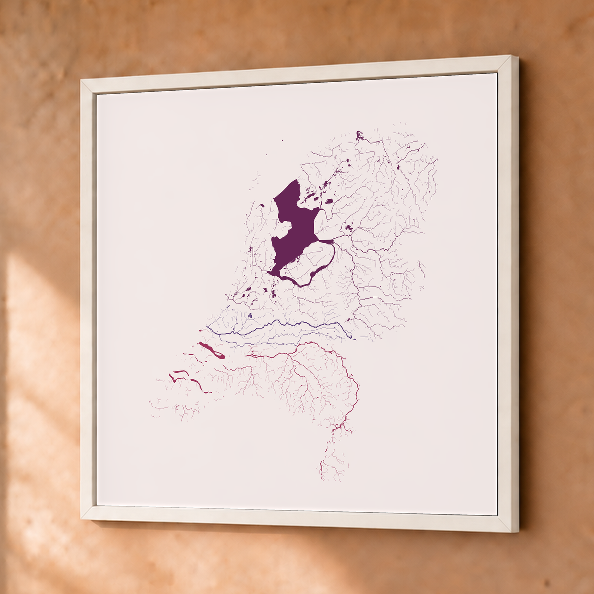 Beautiful Rivers — Países Baixos — Ameixa e rosé, Fine art emoldurado · 76 × 76 cm, Branco · Sem margem