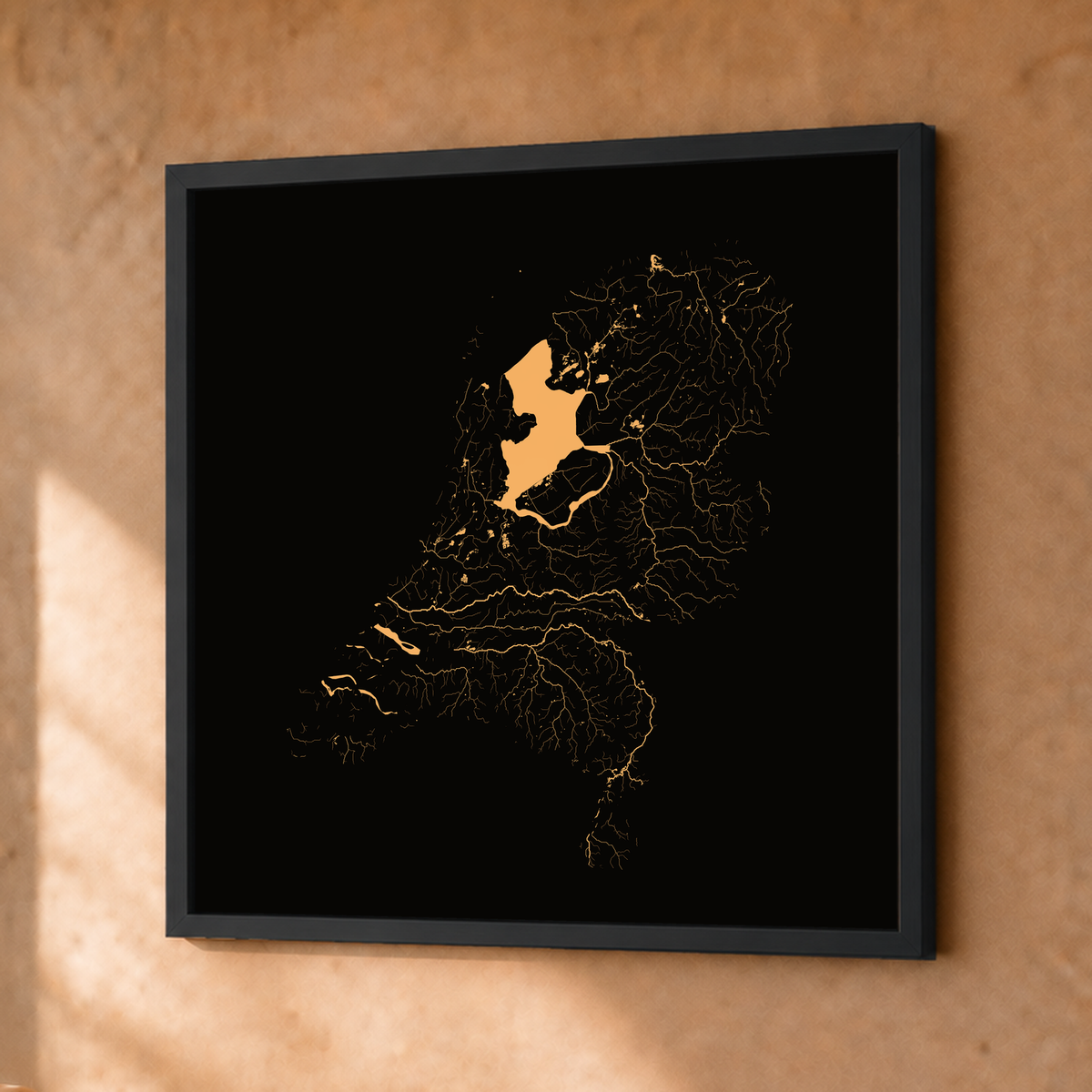 Beautiful Rivers — Países Baixos — Cobre, Fine art emoldurado · 30 × 30 cm, Preto · Sem margem