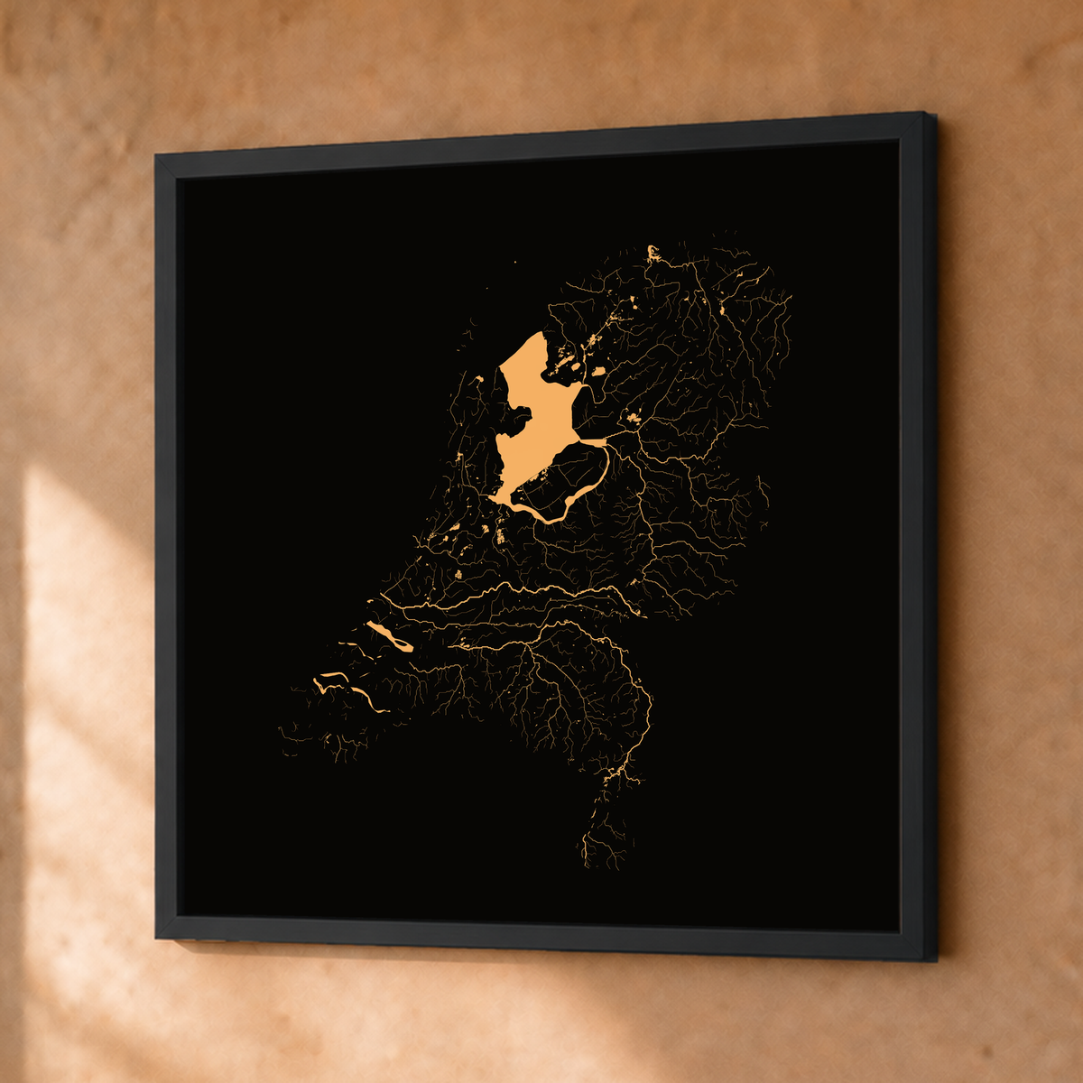 Beautiful Rivers — Países Baixos — Cobre, Fine art emoldurado · 50 × 50 cm, Preto · Sem margem