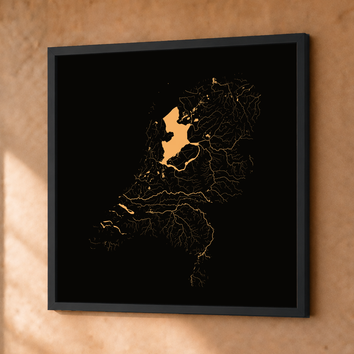 Beautiful Rivers — Países Baixos — Cobre, Fine art emoldurado · 76 × 76 cm, Preto · Sem margem