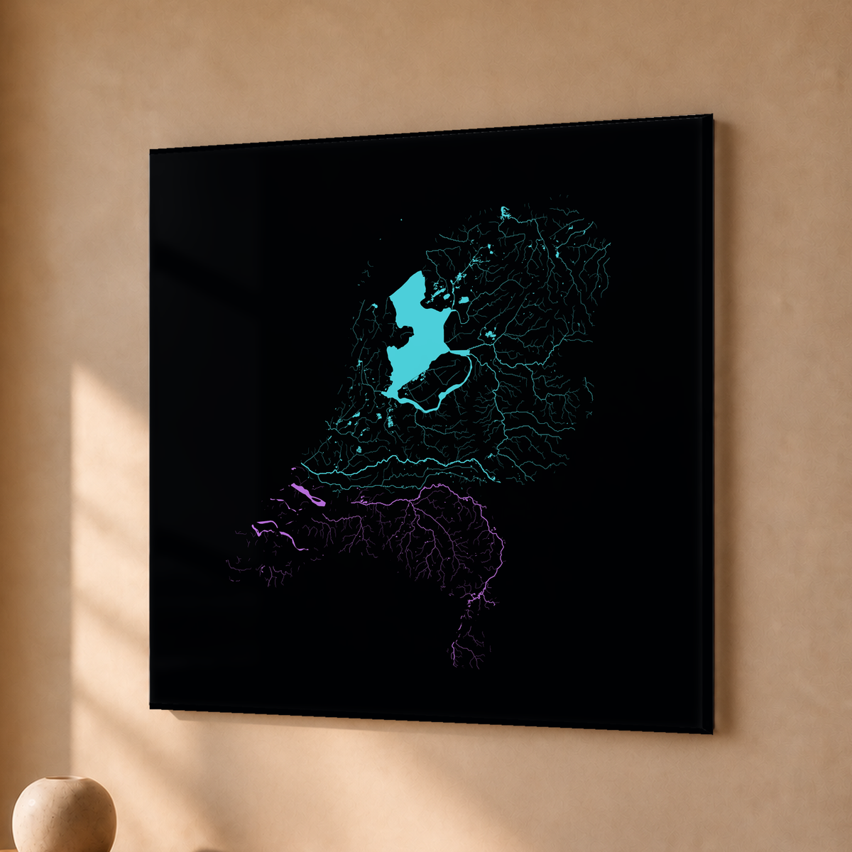 Beautiful Rivers — Países Baixos — Neon hidrográfico, Acrílico · 30 × 30 cm, Sem margem