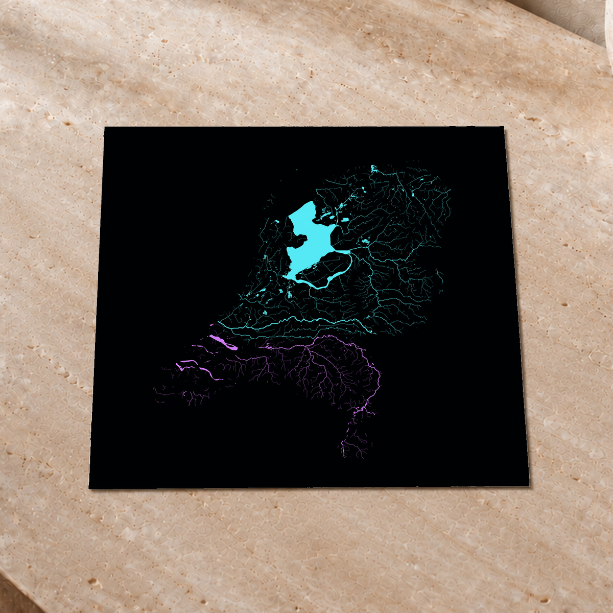 Beautiful Rivers — Países Baixos — Neon hidrográfico, Impressão fine art · 30 × 30 cm, Sem margem