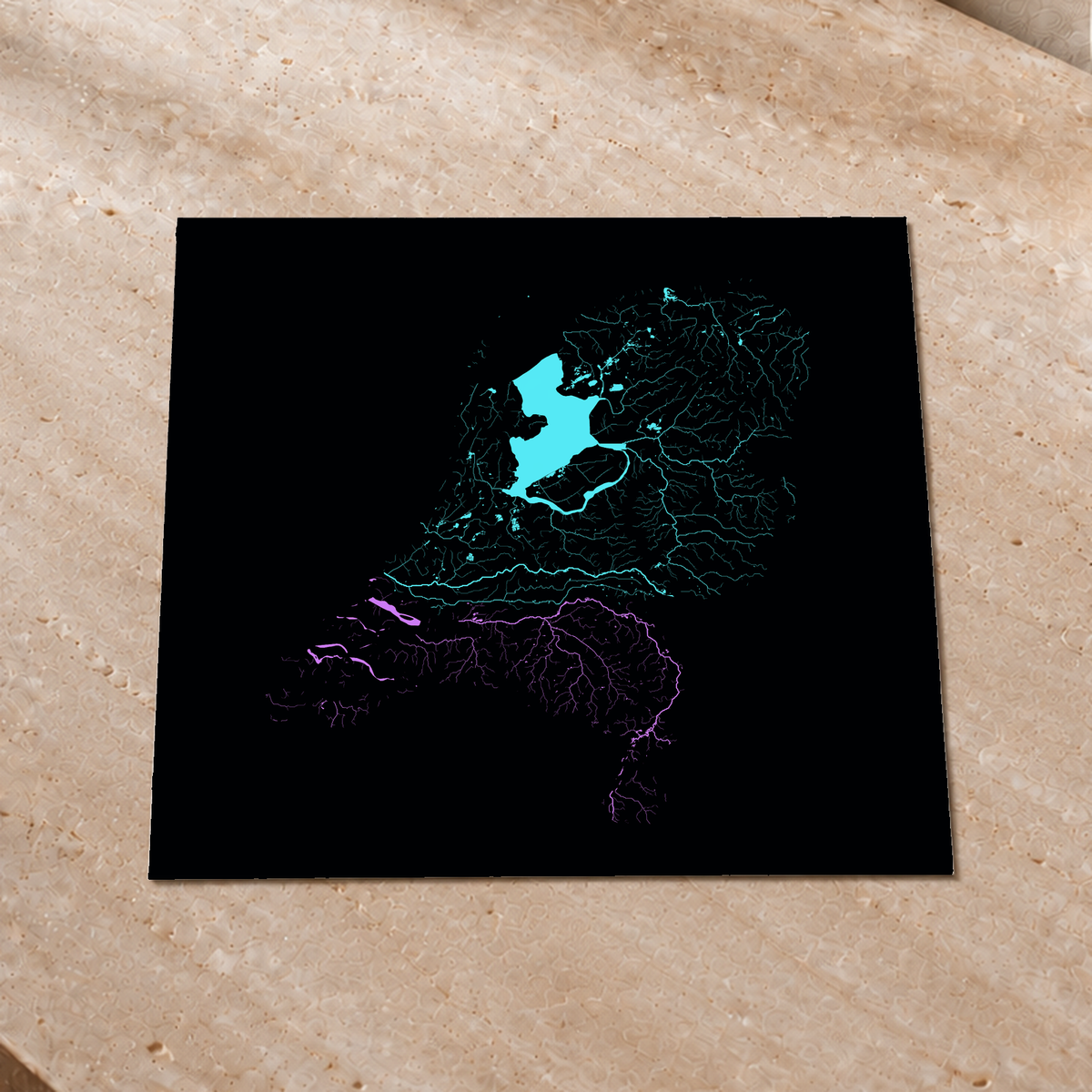 Beautiful Rivers — Países Baixos — Neon hidrográfico, Impressão fine art · 50 × 50 cm, Sem margem